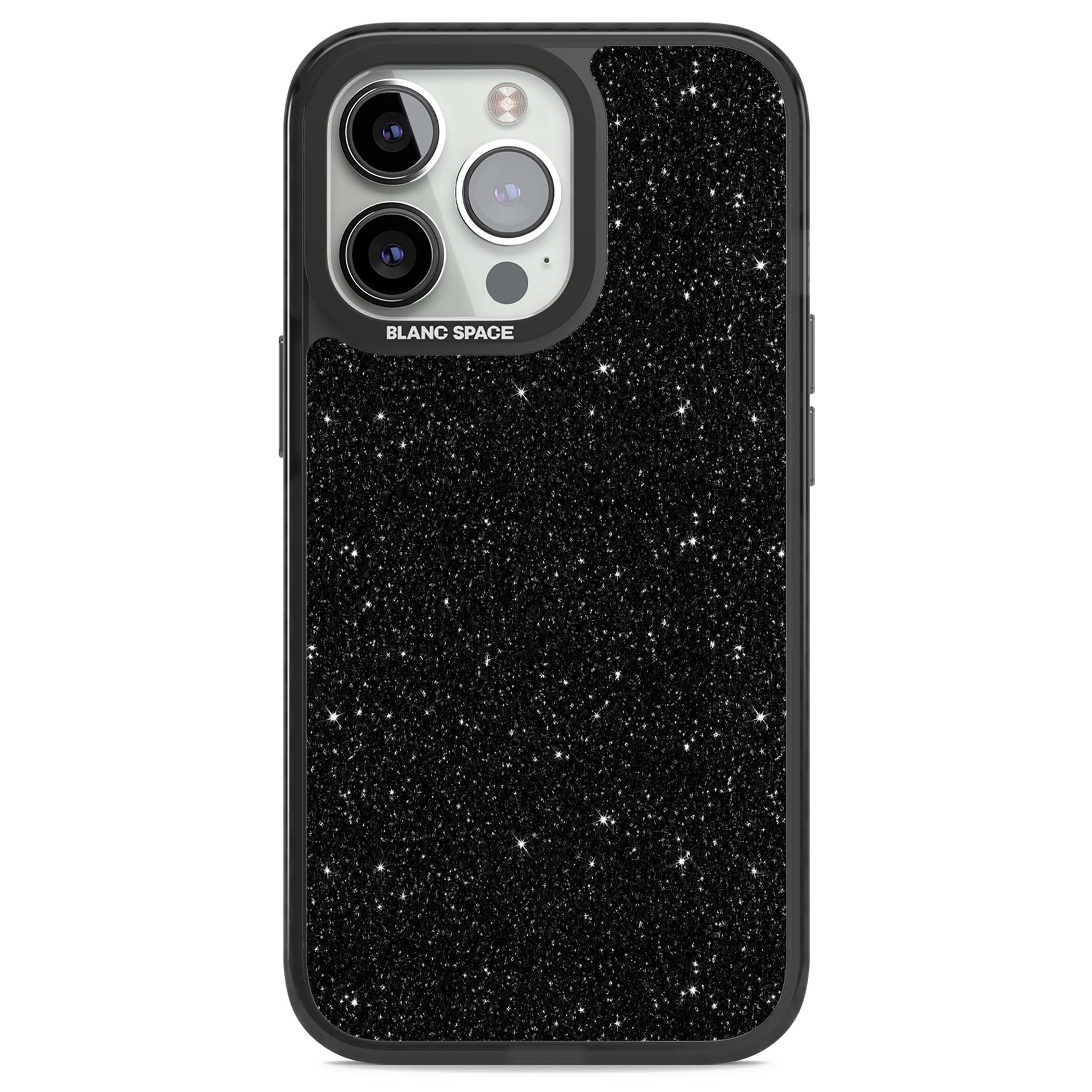 Black Glitter black glitter iPhone case featuring an all-over sparkly shimmer pattern on a jet black base | Black Impact case for iPhone 13 Pro, iPhone 14 Pro, iPhone 15 Pro