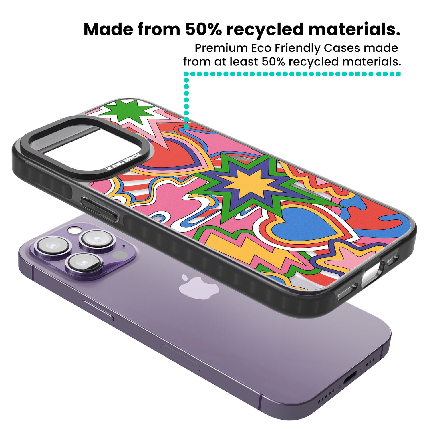 Psychedelic Pop Art Explosion Black Impact Phone Case for iPhone 13 Pro, iPhone 14 Pro, iPhone 15 Pro