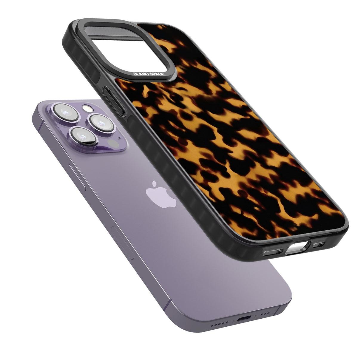 Amber Tortoise iPhone 12 Pro Max / iPhone 13 Pro / iPhone 13 Pro Max / iPhone 14 Pro / iPhone 14 Pro Max / iPhone 15 Pro / iPhone 15 Pro Max Impact Black Phone Case angled