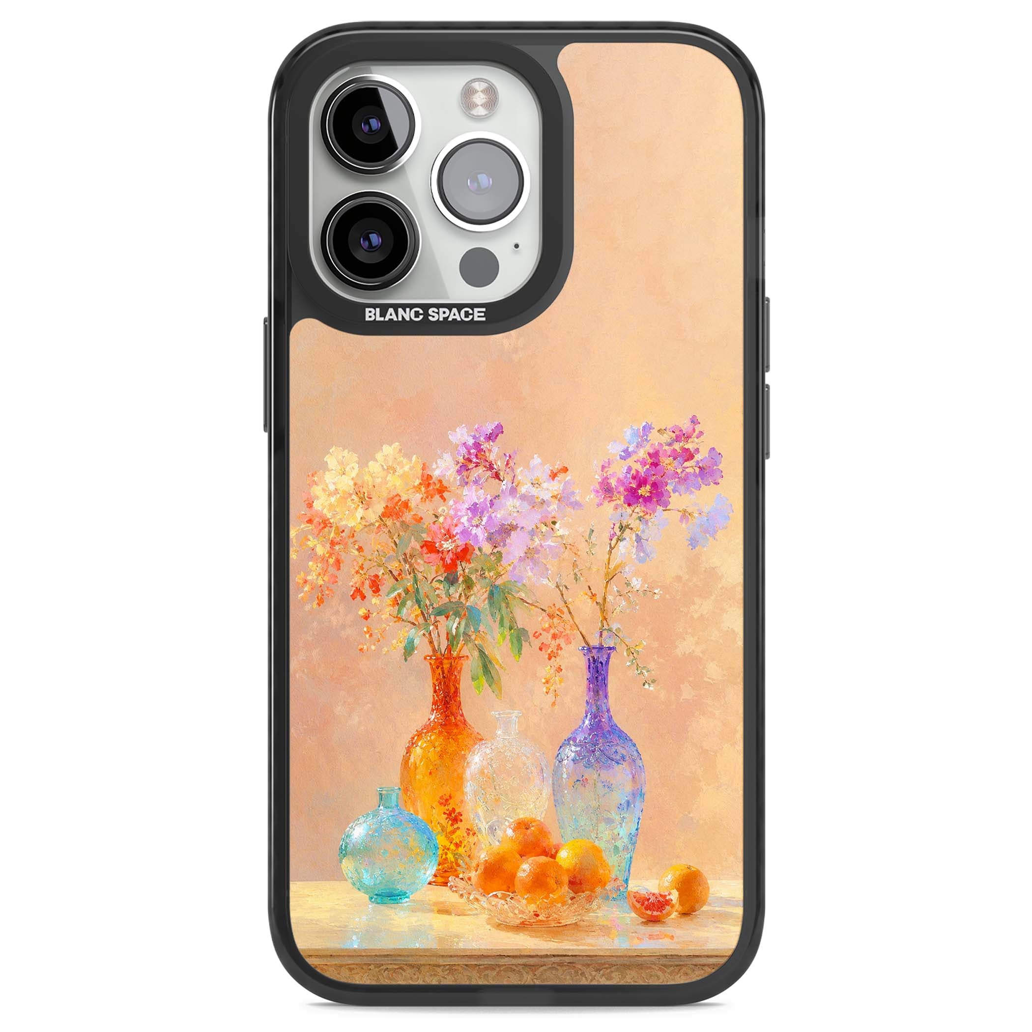 Peach Glass art iPhone case | Black Impact case for iPhone 13 Pro, iPhone 14 Pro, iPhone 15 Pro