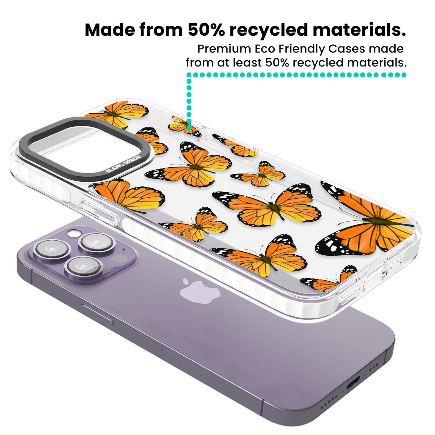 Sun-Yellow Butterflies Clear Impact Phone Case for iPhone 13 Pro, iPhone 14 Pro, iPhone 15 Pro