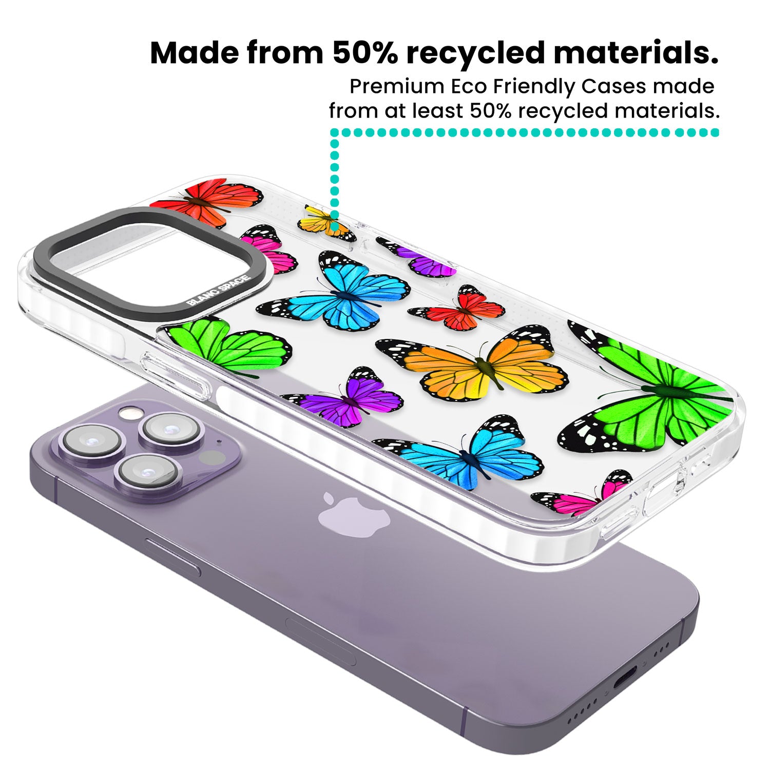 Vibrant Butterflies Clear Impact Phone Case for iPhone 13 Pro, iPhone 14 Pro, iPhone 15 Pro