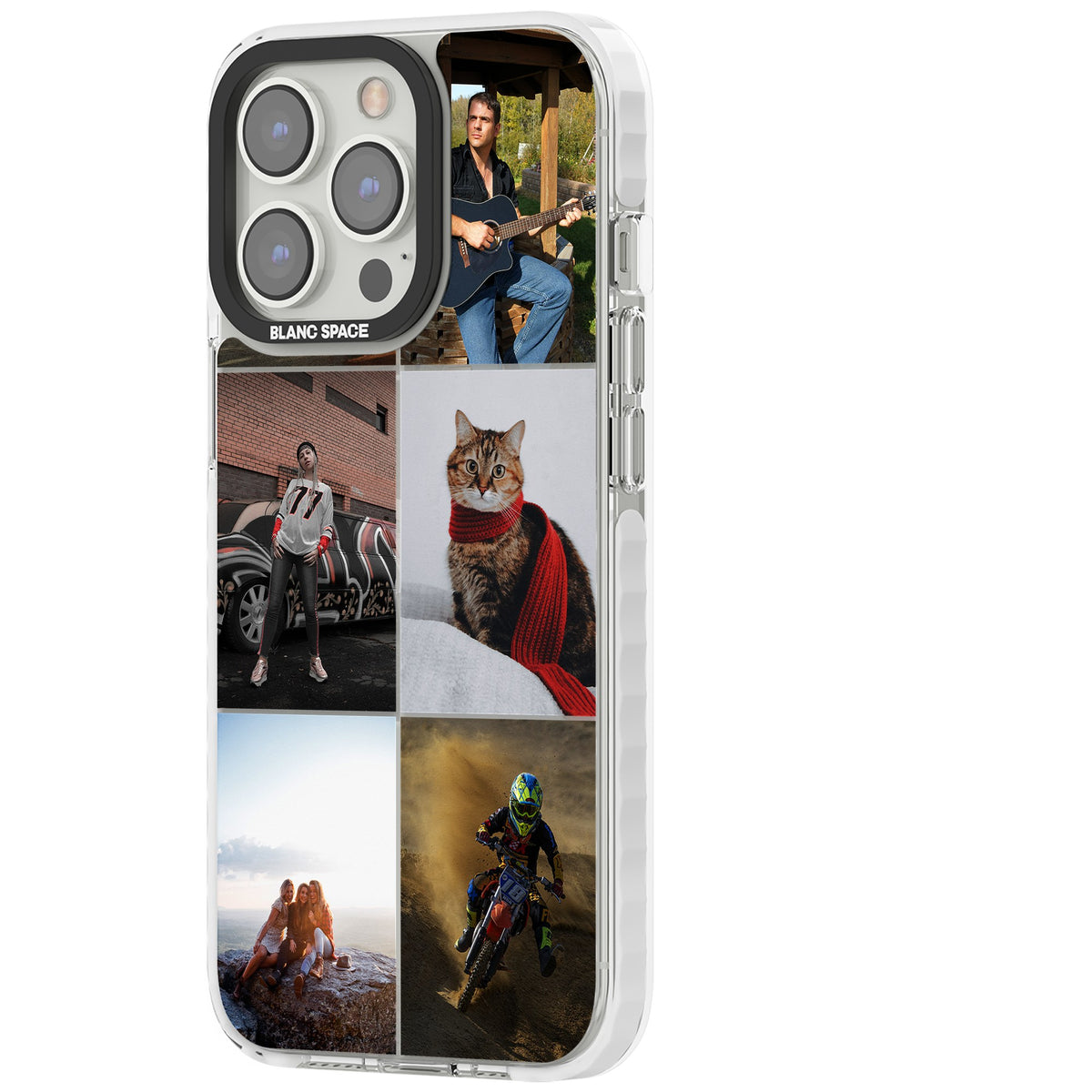 Personalised 6 Photo Grid iPhone 13 Pro / iPhone 13 Pro Max / iPhone 14 Pro / iPhone 14 Pro Max / iPhone 15 Pro / iPhone 15 Pro Max Impact Clear Phone Case side