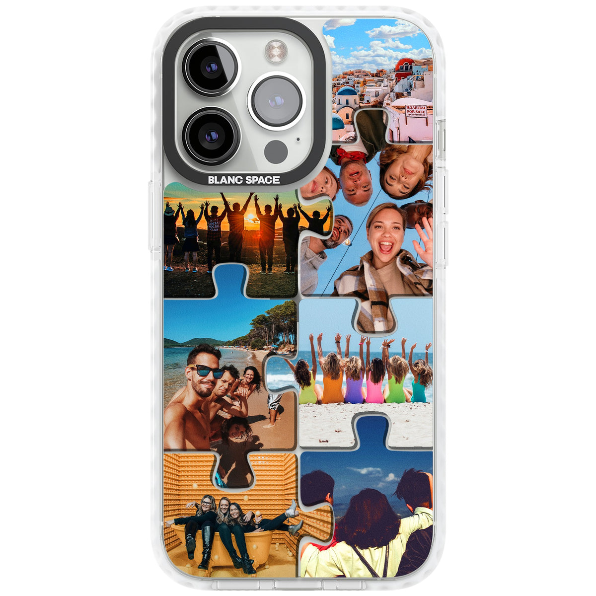 Personalised Jigsaw Photo Grid iPhone 13 Pro / iPhone 13 Pro Max / iPhone 14 Pro / iPhone 14 Pro Max / iPhone 15 Pro / iPhone 15 Pro Max Impact Clear Phone Case front