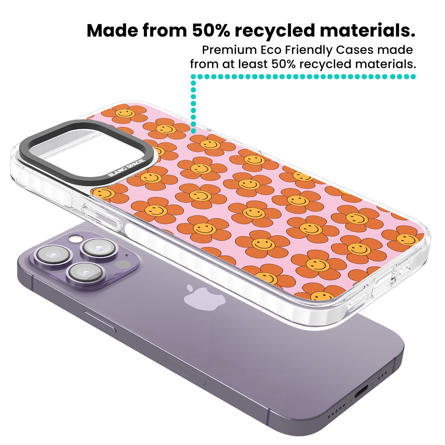 Floral Smiles Clear Impact Phone Case for iPhone 13 Pro, iPhone 14 Pro, iPhone 15 Pro