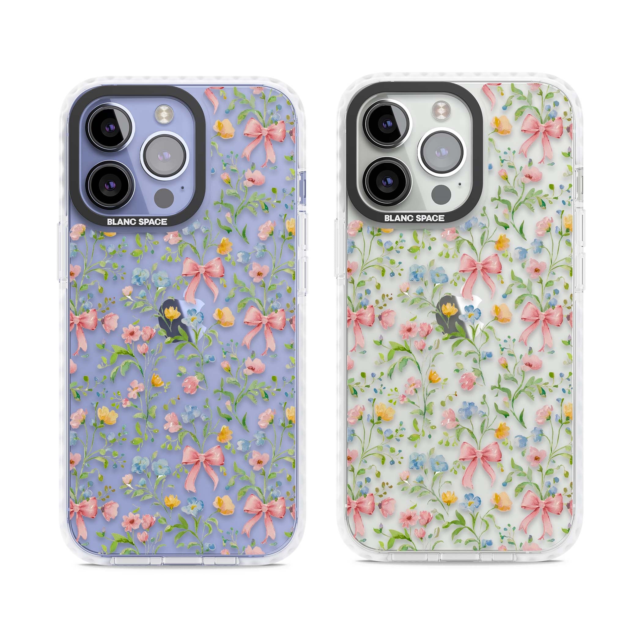 Ribbons & Wildflowers cottagecore iPhone case featuring watercolor wildflowers, pink satin bows, and delicate spring blooms o | Clear Impact case for iPhone 13 Pro, iPhone 14 Pro, iPhone 15 Pro