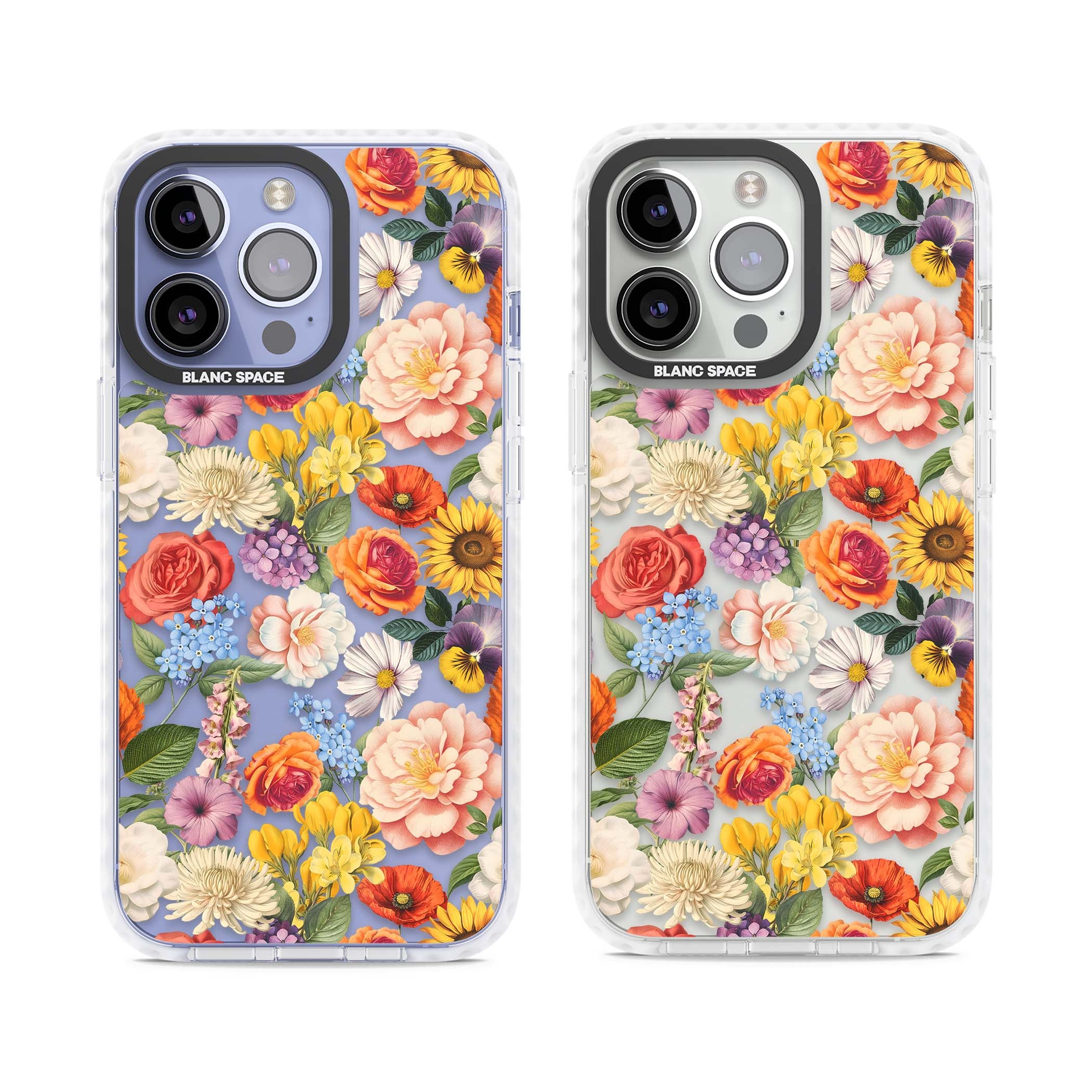 Bloom Basket floral iPhone case featuring cottage garden flowers including peonies, sunflowers, and wildflowers in pastel col | Clear Impact case for iPhone 13 Pro, iPhone 14 Pro, iPhone 15 Pro