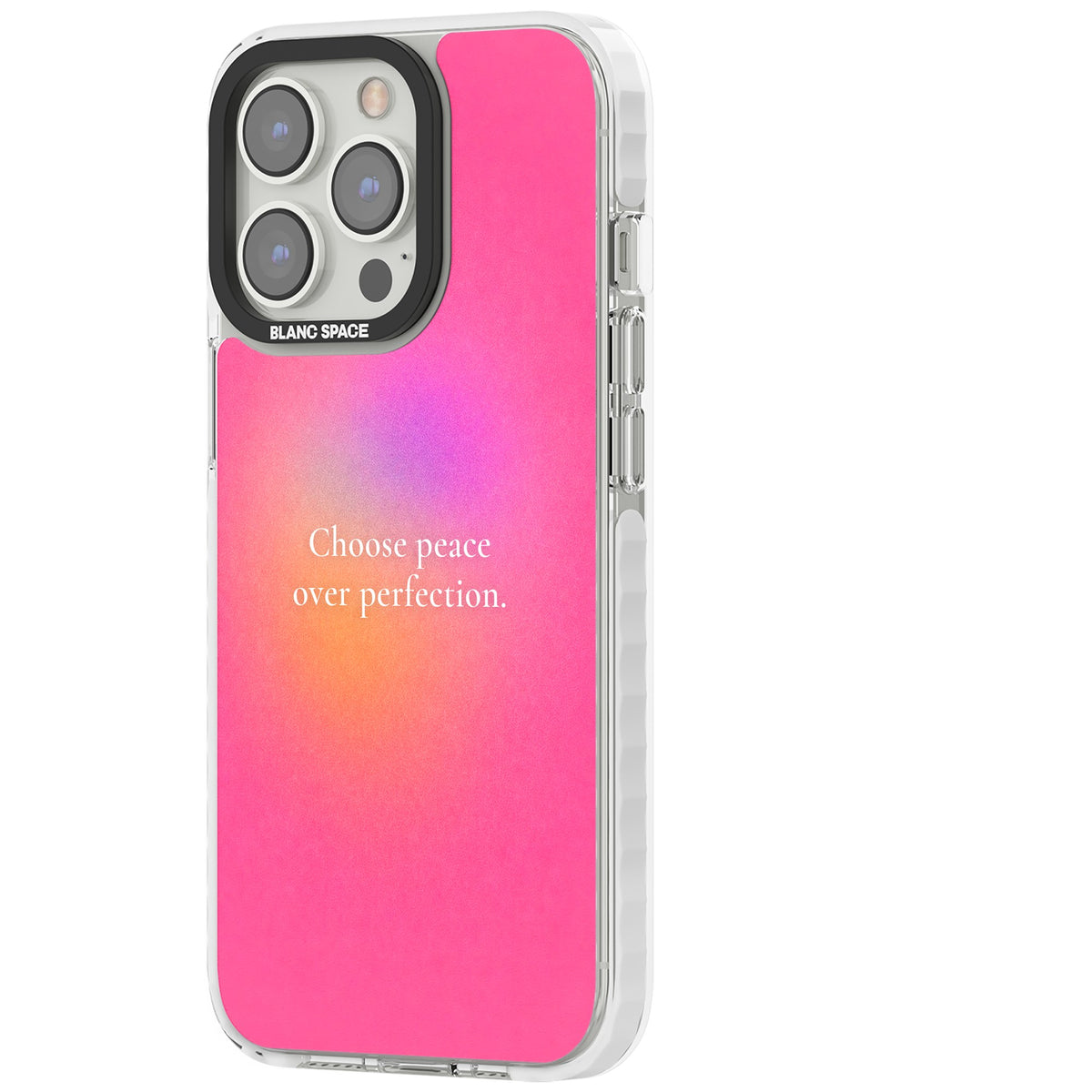 Peace Over Perfection iPhone 13 Pro / iPhone 13 Pro Max / iPhone 14 Pro / iPhone 14 Pro Max / iPhone 15 Pro / iPhone 15 Pro Max Impact Pro Clear Phone Case side