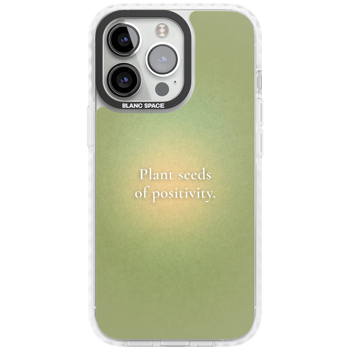 Seeds of Positivity iPhone 13 Pro / iPhone 13 Pro Max / iPhone 14 Pro / iPhone 14 Pro Max / iPhone 15 Pro / iPhone 15 Pro Max Impact Pro Clear Phone Case front
