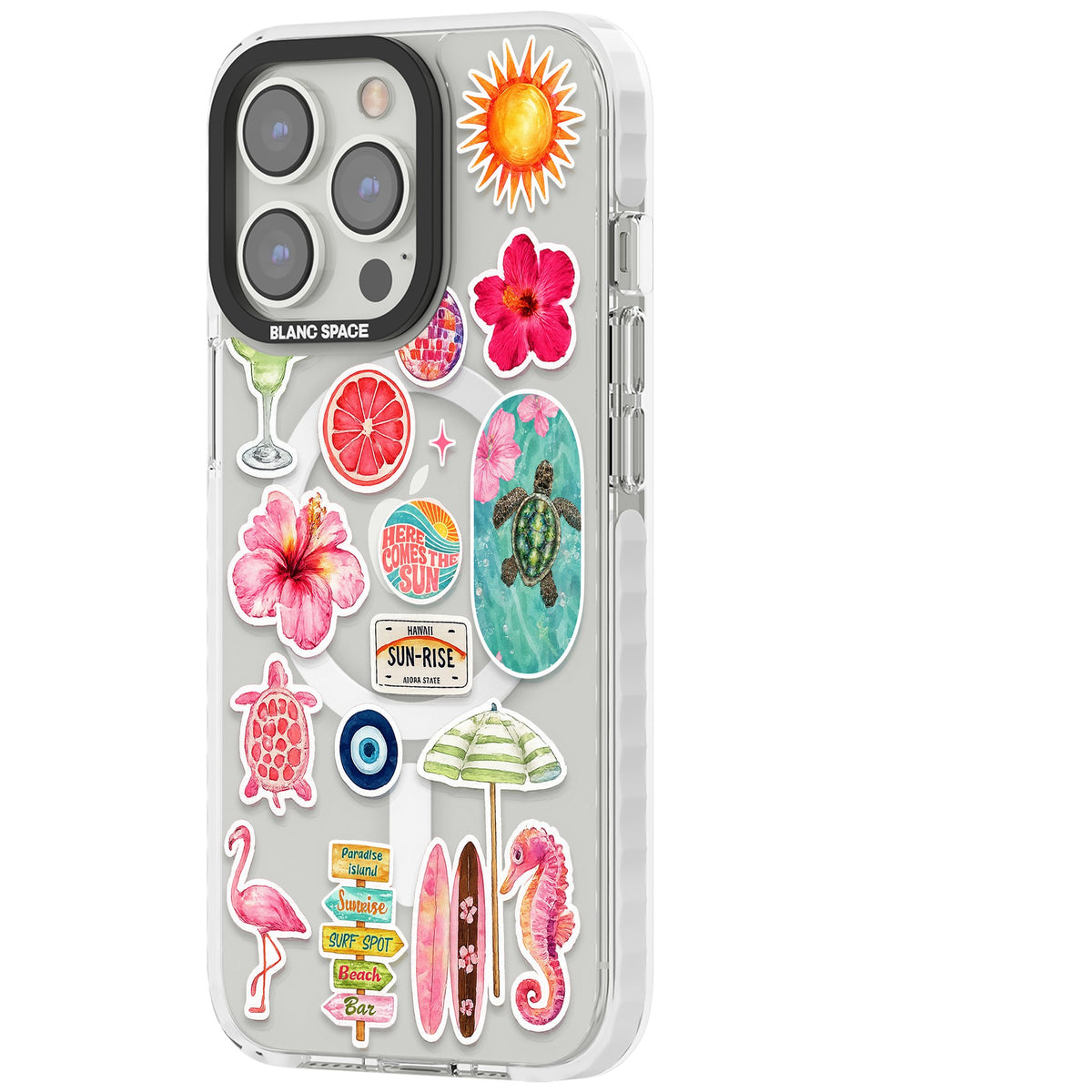 Aloha Sticker Mix iPhone 13 Pro / iPhone 13 Pro Max / iPhone 14 Pro / iPhone 14 Pro Max / iPhone 15 Pro / iPhone 15 Pro Max Impact Pro Clear Phone Case side
