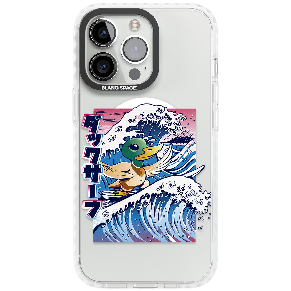 Duck Surf iPhone 13 Pro / iPhone 13 Pro Max / iPhone 14 Pro / iPhone 14 Pro Max / iPhone 15 Pro / iPhone 15 Pro Max Impact Pro Clear Phone Case front