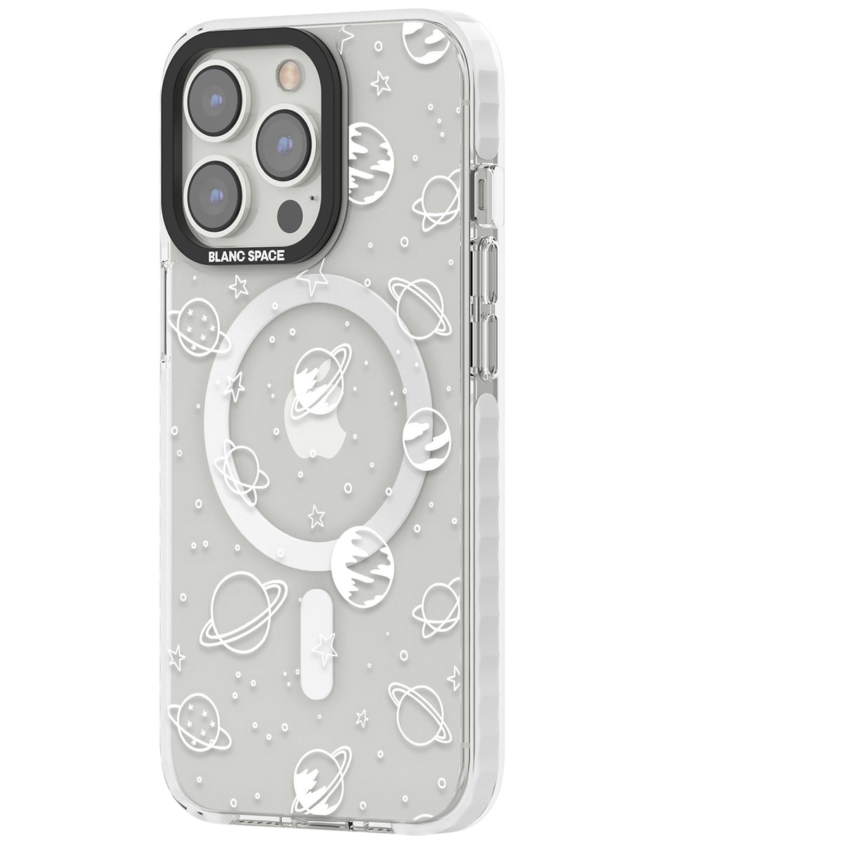 White Cosmic iPhone 13 Pro / iPhone 13 Pro Max / iPhone 14 Pro / iPhone 14 Pro Max / iPhone 15 Pro / iPhone 15 Pro Max Impact Pro Clear Phone Case side