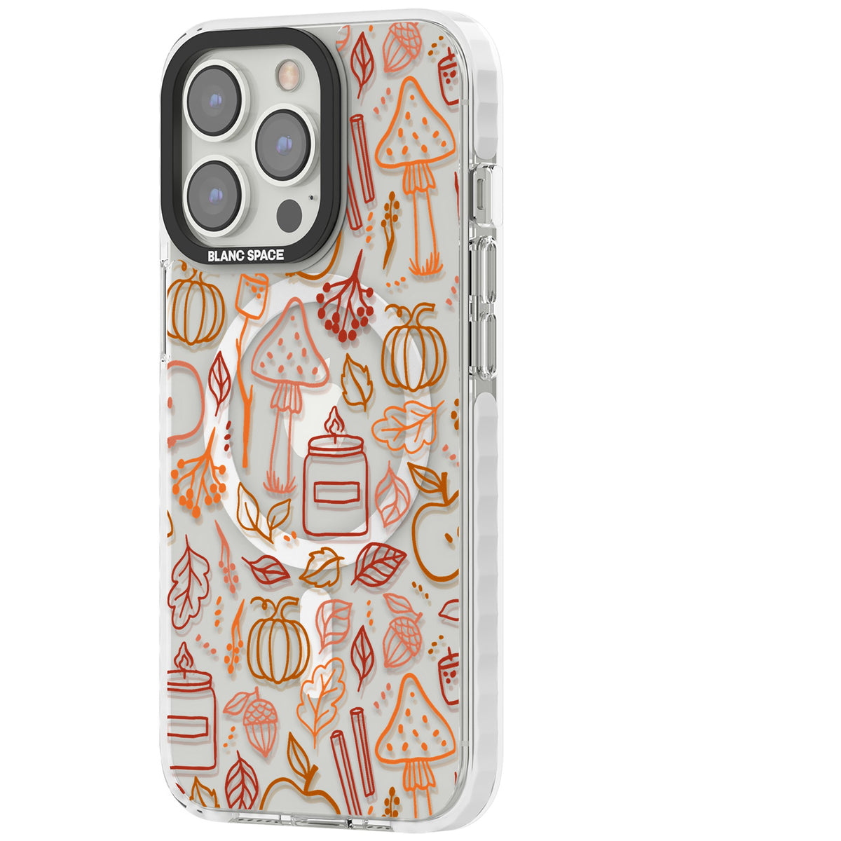 Autumn Line Pattern iPhone 13 Pro / iPhone 13 Pro Max / iPhone 14 Pro / iPhone 14 Pro Max / iPhone 15 Pro / iPhone 15 Pro Max Impact Pro Clear Phone Case side