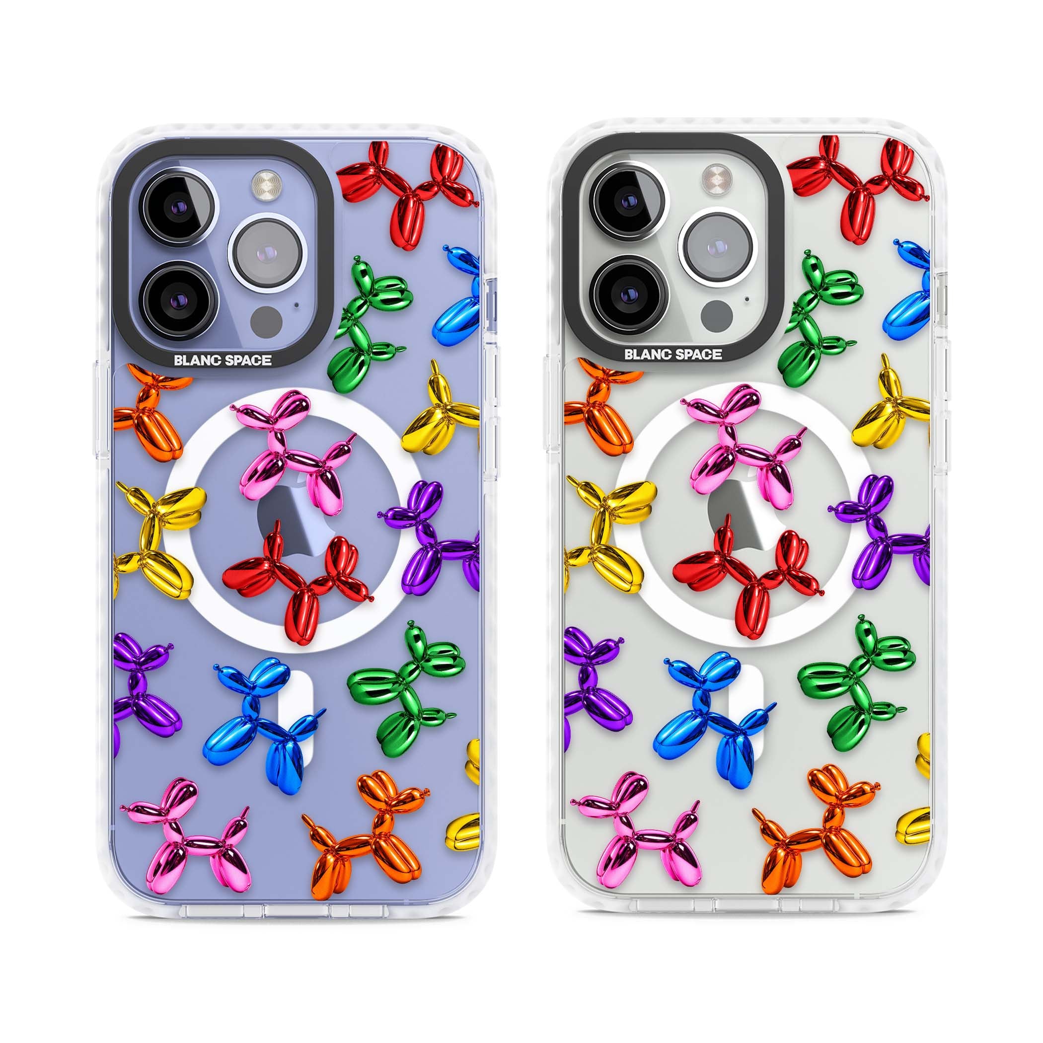 Balloon Dogs pop art iPhone case featuring rainbow chrome balloon dogs in Jeff Koons style | Impact Magsafe case for iPhone 13 Pro, iPhone 14 Pro, iPhone 15 Pro