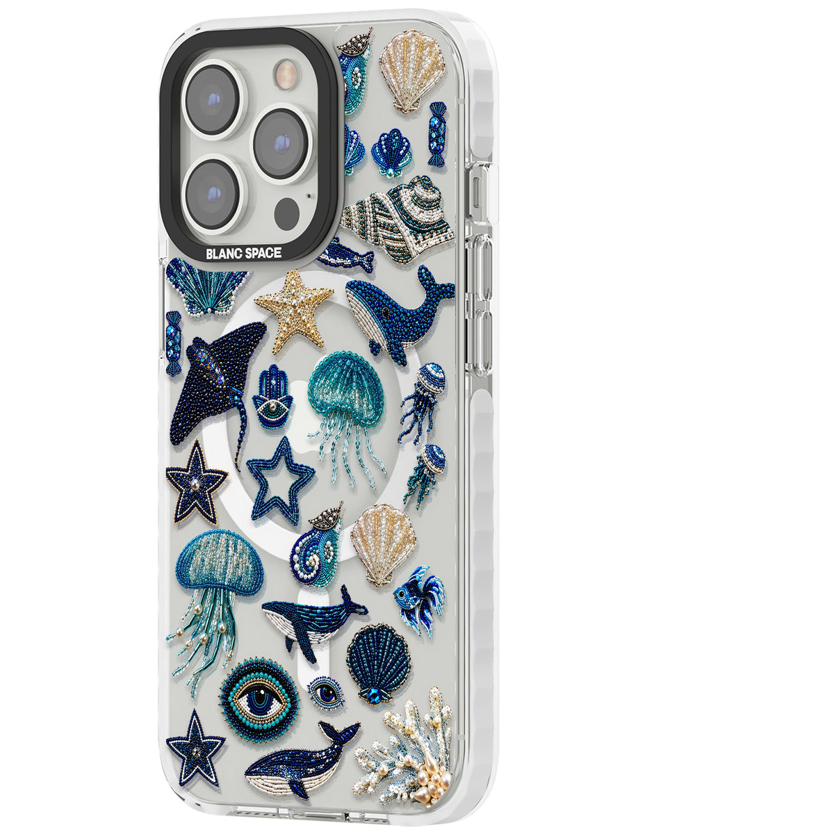 Beaded Coastal iPhone 13 Pro / iPhone 13 Pro Max / iPhone 14 Pro / iPhone 14 Pro Max / iPhone 15 Pro / iPhone 15 Pro Max Impact Pro Clear Phone Case side