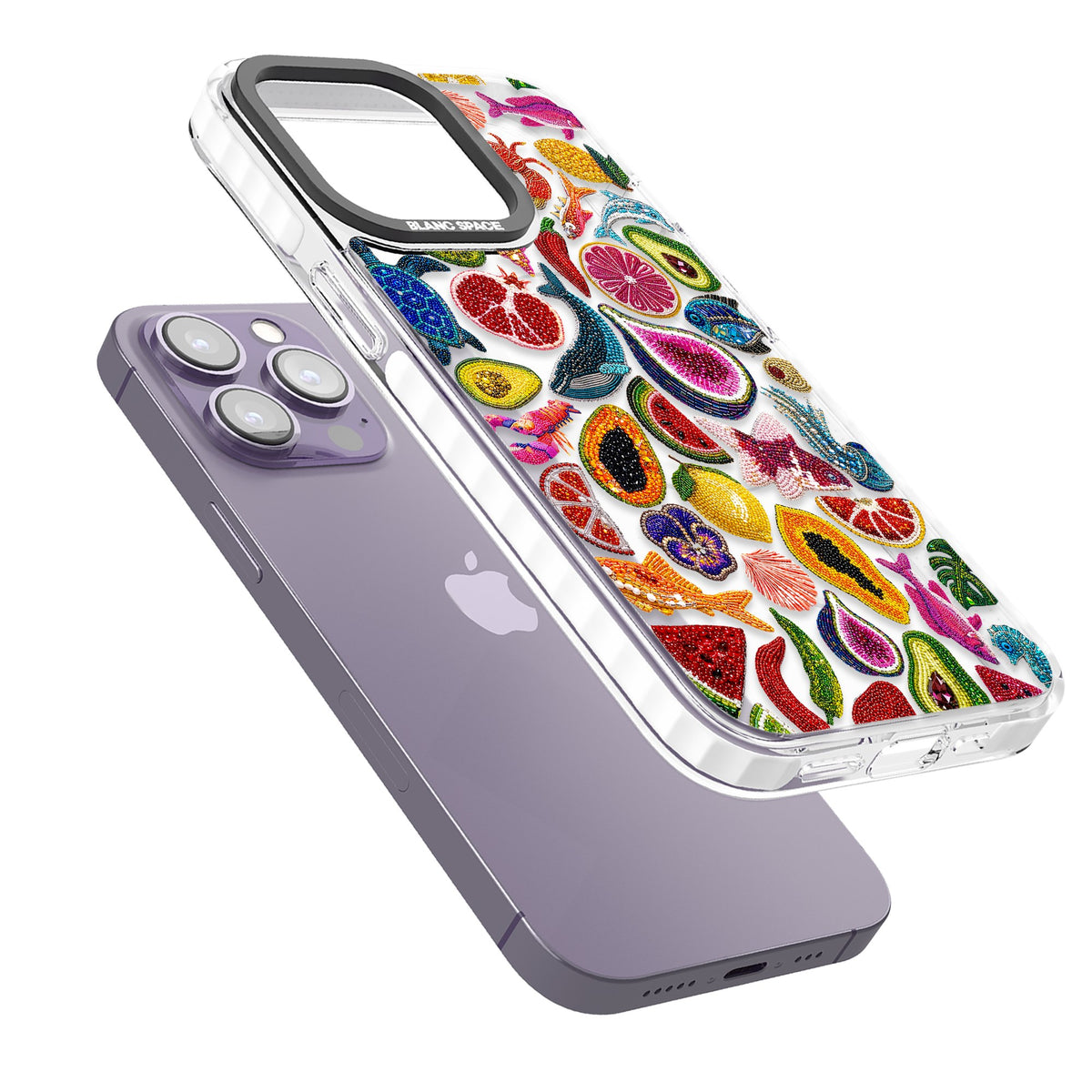 Beaded Tropic iPhone 13 Pro / iPhone 13 Pro Max / iPhone 14 Pro / iPhone 14 Pro Max / iPhone 15 Pro / iPhone 15 Pro Max Impact Pro Clear Phone Case angled