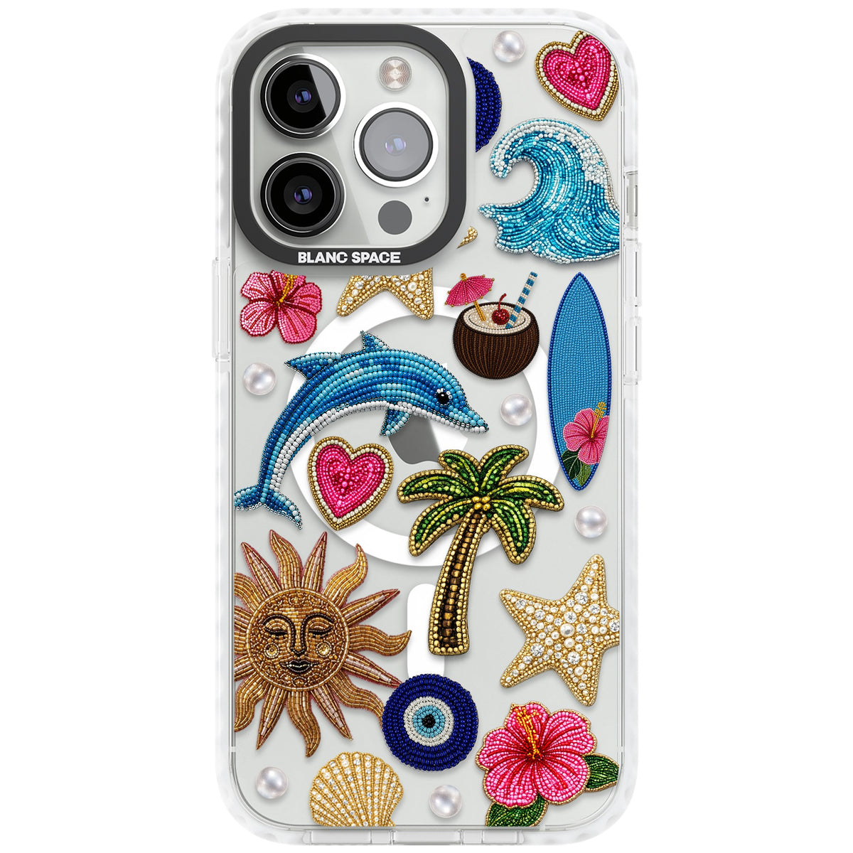 Beaded Beach iPhone 13 Pro / iPhone 13 Pro Max / iPhone 14 Pro / iPhone 14 Pro Max / iPhone 15 Pro / iPhone 15 Pro Max Impact Pro Clear Phone Case front