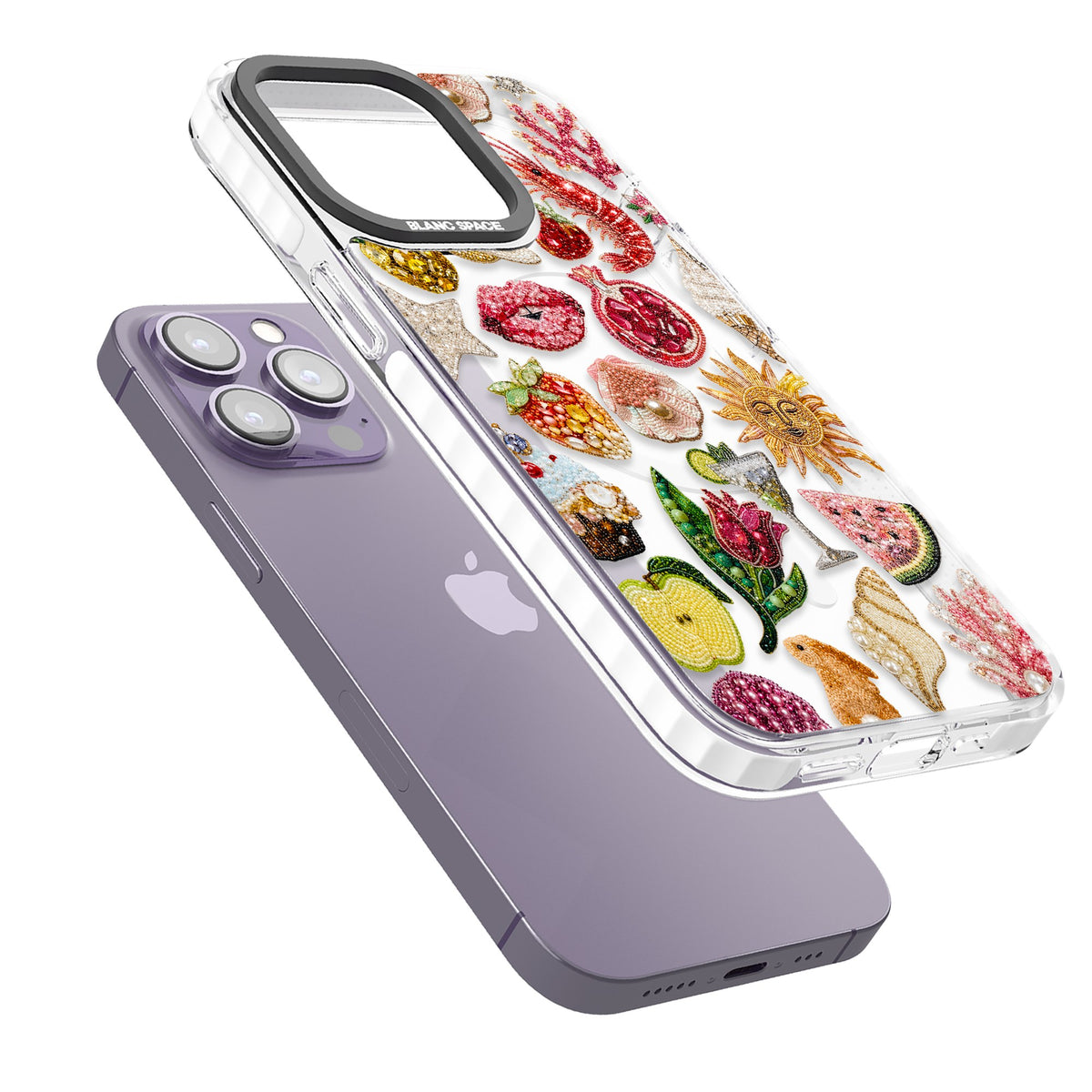 Beaded Riviera iPhone 13 Pro / iPhone 13 Pro Max / iPhone 14 Pro / iPhone 14 Pro Max / iPhone 15 Pro / iPhone 15 Pro Max Impact Pro Clear Phone Case angled