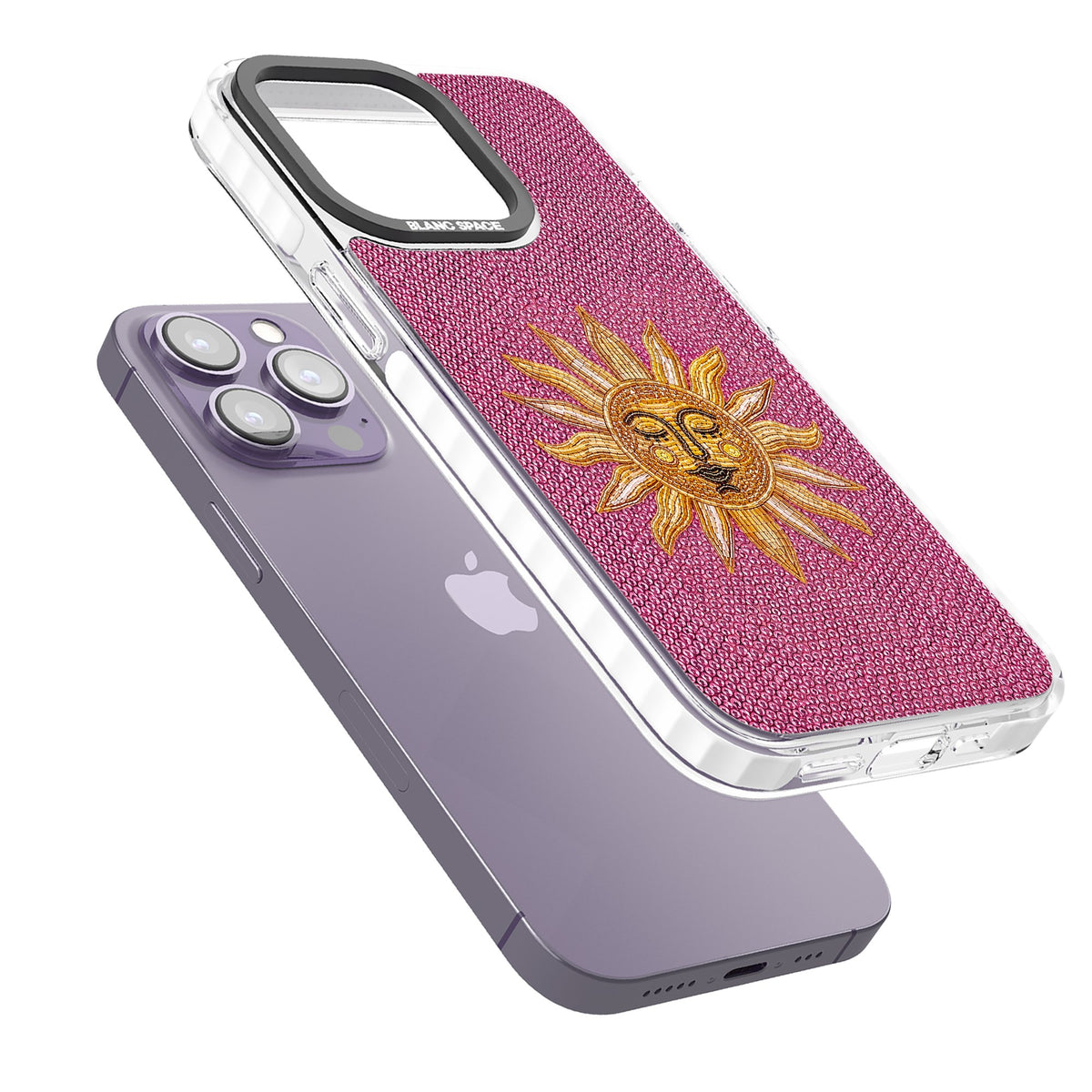 Beaded Sun iPhone 13 Pro / iPhone 13 Pro Max / iPhone 14 Pro / iPhone 14 Pro Max / iPhone 15 Pro / iPhone 15 Pro Max Impact Pro Clear Phone Case angled