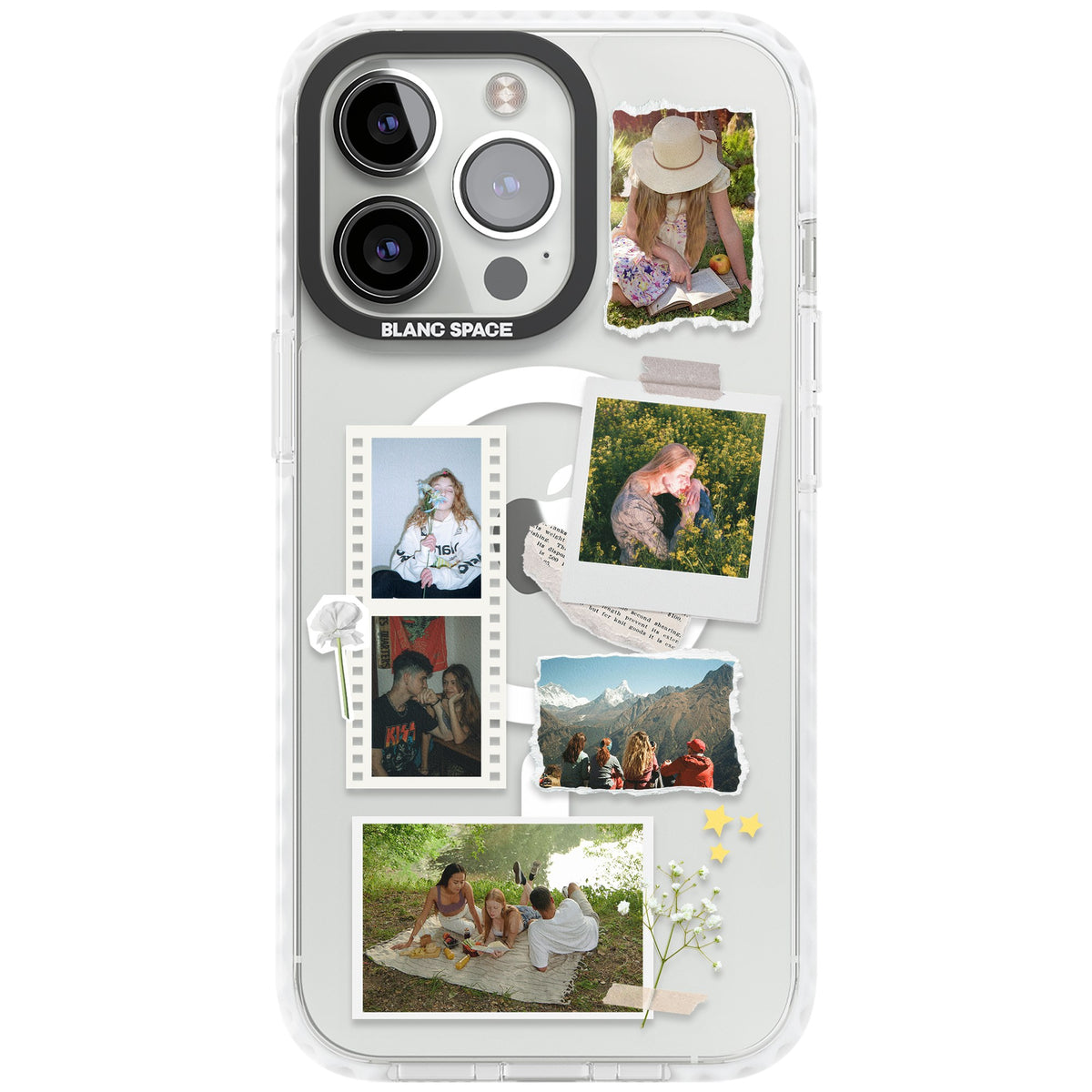 Personalised Scrapbook Instant Photos iPhone 13 Pro / iPhone 13 Pro Max / iPhone 14 Pro / iPhone 14 Pro Max / iPhone 15 Pro / iPhone 15 Pro Max Impact Pro Clear Phone Case front
