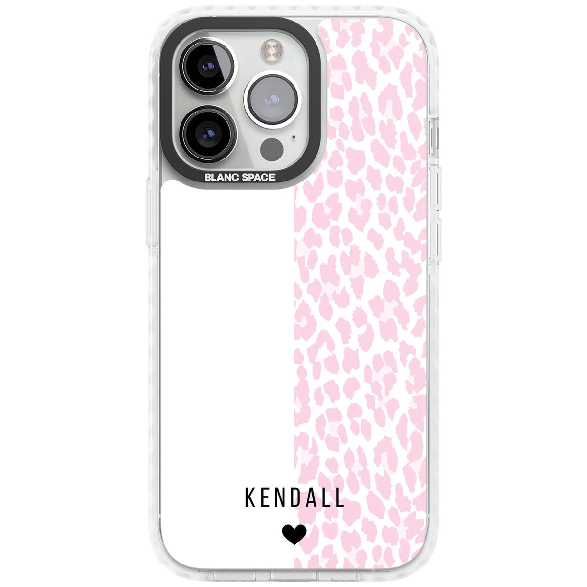 Personalised Pink Leopard iPhone 13 Pro / iPhone 13 Pro Max / iPhone 14 Pro / iPhone 14 Pro Max / iPhone 15 Pro / iPhone 15 Pro Max Impact Pro Clear Phone Case front
