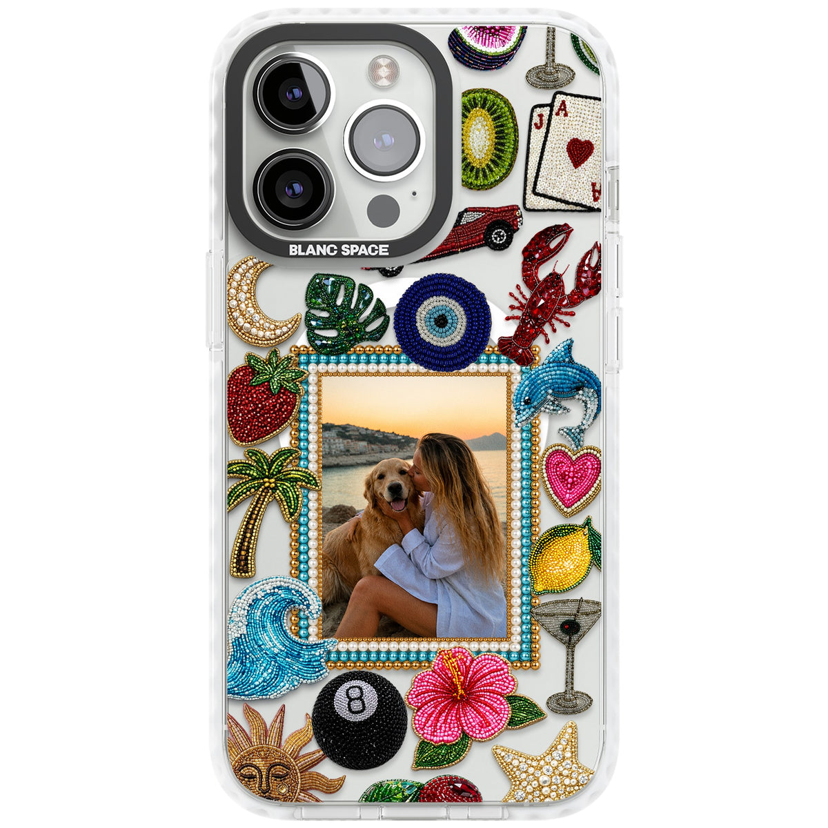 Personalised Beaded Photo iPhone 13 Pro / iPhone 13 Pro Max / iPhone 14 Pro / iPhone 14 Pro Max / iPhone 15 Pro / iPhone 15 Pro Max Impact Pro Clear Phone Case front