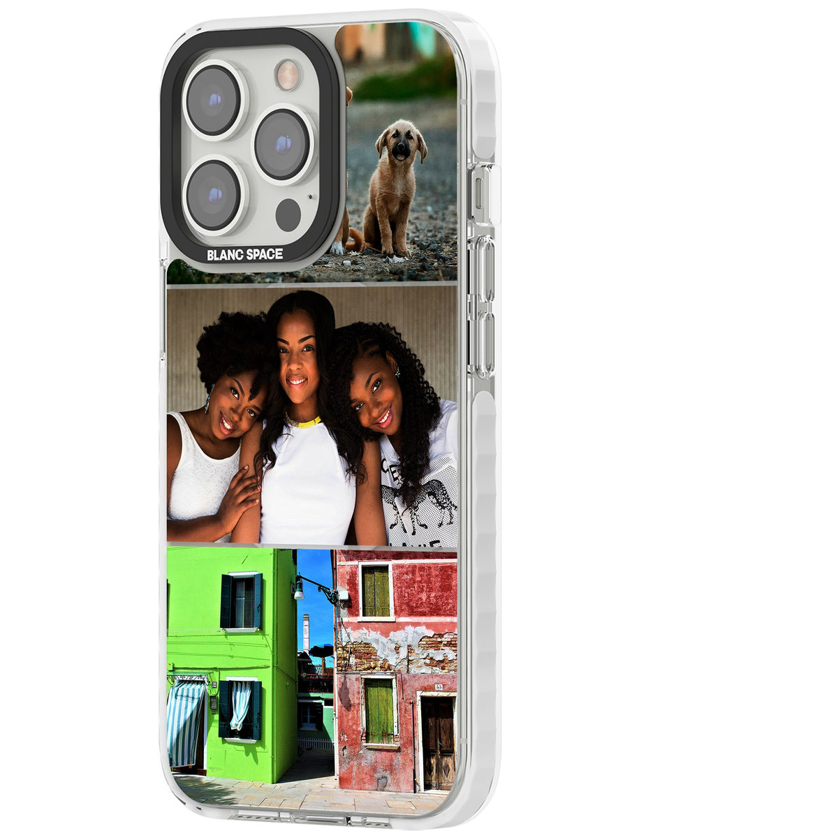 Personalised 3 Photo Grid iPhone 13 Pro / iPhone 13 Pro Max / iPhone 14 Pro / iPhone 14 Pro Max / iPhone 15 Pro / iPhone 15 Pro Max Impact Pro Clear Phone Case side