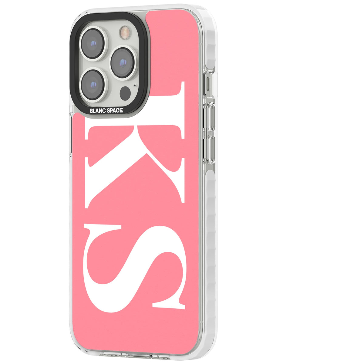 Personalised White & Pink Letters iPhone 13 Pro / iPhone 13 Pro Max / iPhone 14 Pro / iPhone 14 Pro Max / iPhone 15 Pro / iPhone 15 Pro Max Impact Pro Clear Phone Case side