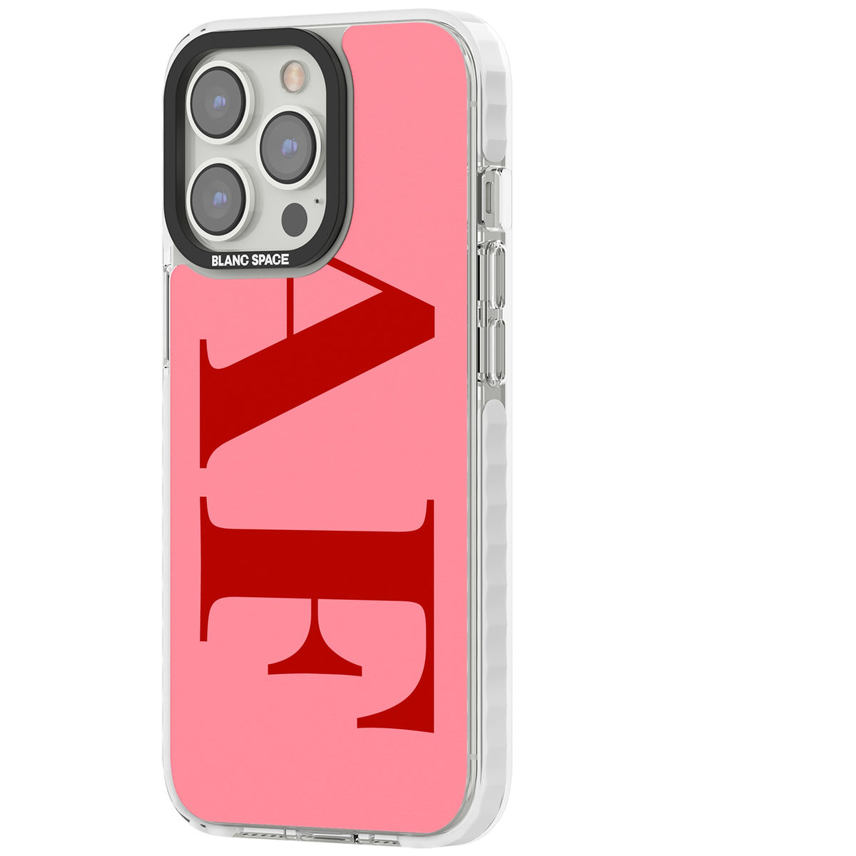 Personalised Red & Pink Letters iPhone 13 Pro / iPhone 13 Pro Max / iPhone 14 Pro / iPhone 14 Pro Max / iPhone 15 Pro / iPhone 15 Pro Max Impact Pro Clear Phone Case side