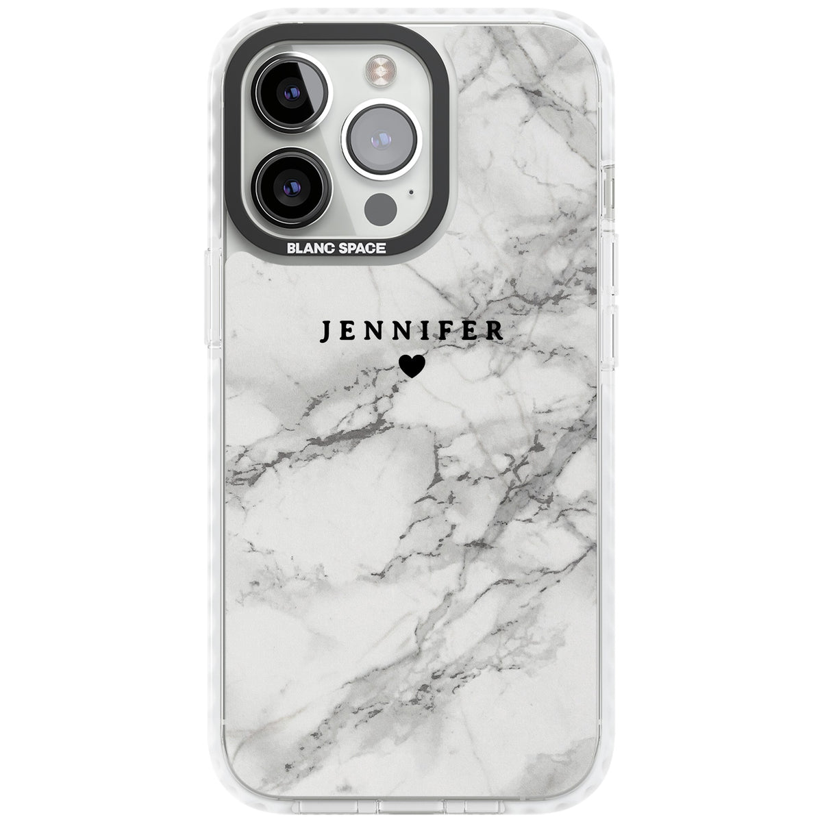 Personalised Classic Grey Marble iPhone 13 Pro / iPhone 13 Pro Max / iPhone 14 Pro / iPhone 14 Pro Max / iPhone 15 Pro / iPhone 15 Pro Max Impact Pro Clear Phone Case front