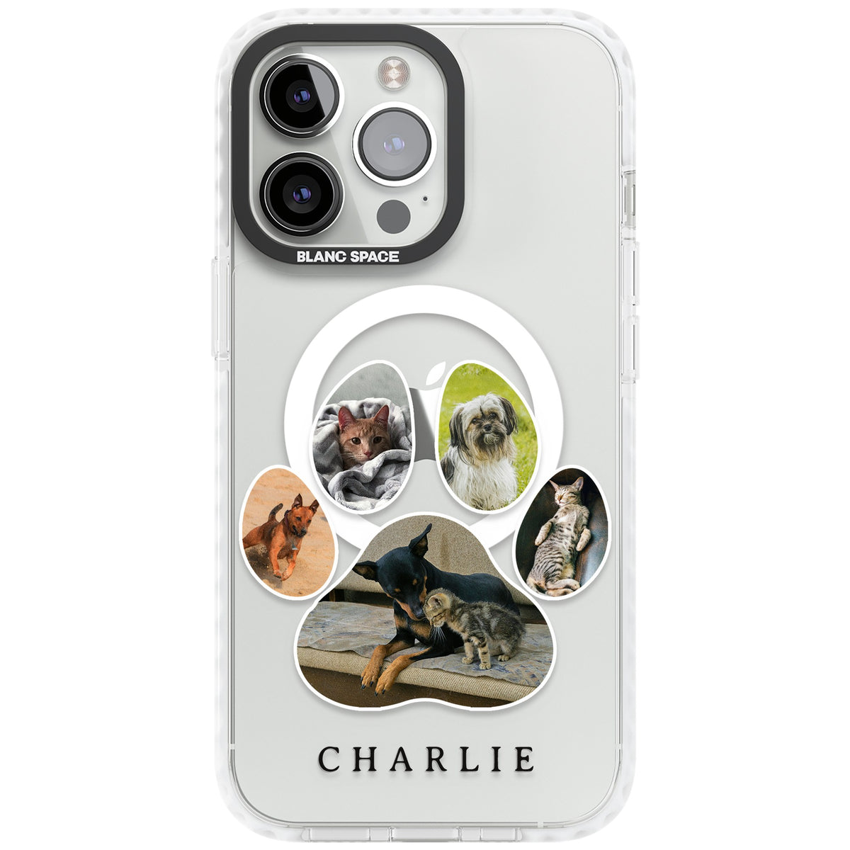 Personalised Paw Print Photos iPhone 13 Pro / iPhone 13 Pro Max / iPhone 14 Pro / iPhone 14 Pro Max / iPhone 15 Pro / iPhone 15 Pro Max Impact Pro Clear Phone Case front