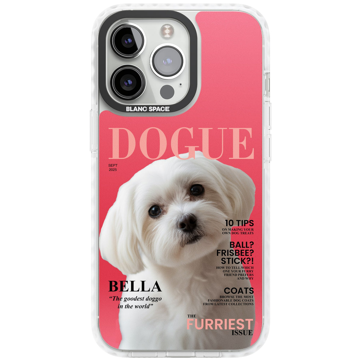 Personalised Dogue Magazine iPhone 13 Pro / iPhone 13 Pro Max / iPhone 14 Pro / iPhone 14 Pro Max / iPhone 15 Pro / iPhone 15 Pro Max Impact Pro Clear Phone Case front