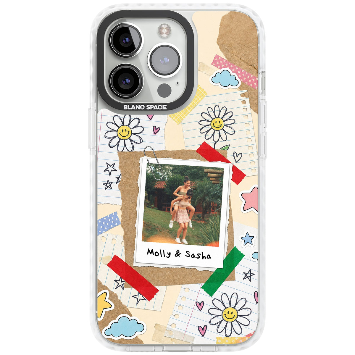 Personalised Scrapbook Photo iPhone 13 Pro / iPhone 13 Pro Max / iPhone 14 Pro / iPhone 14 Pro Max / iPhone 15 Pro / iPhone 15 Pro Max Impact Pro Clear Phone Case front