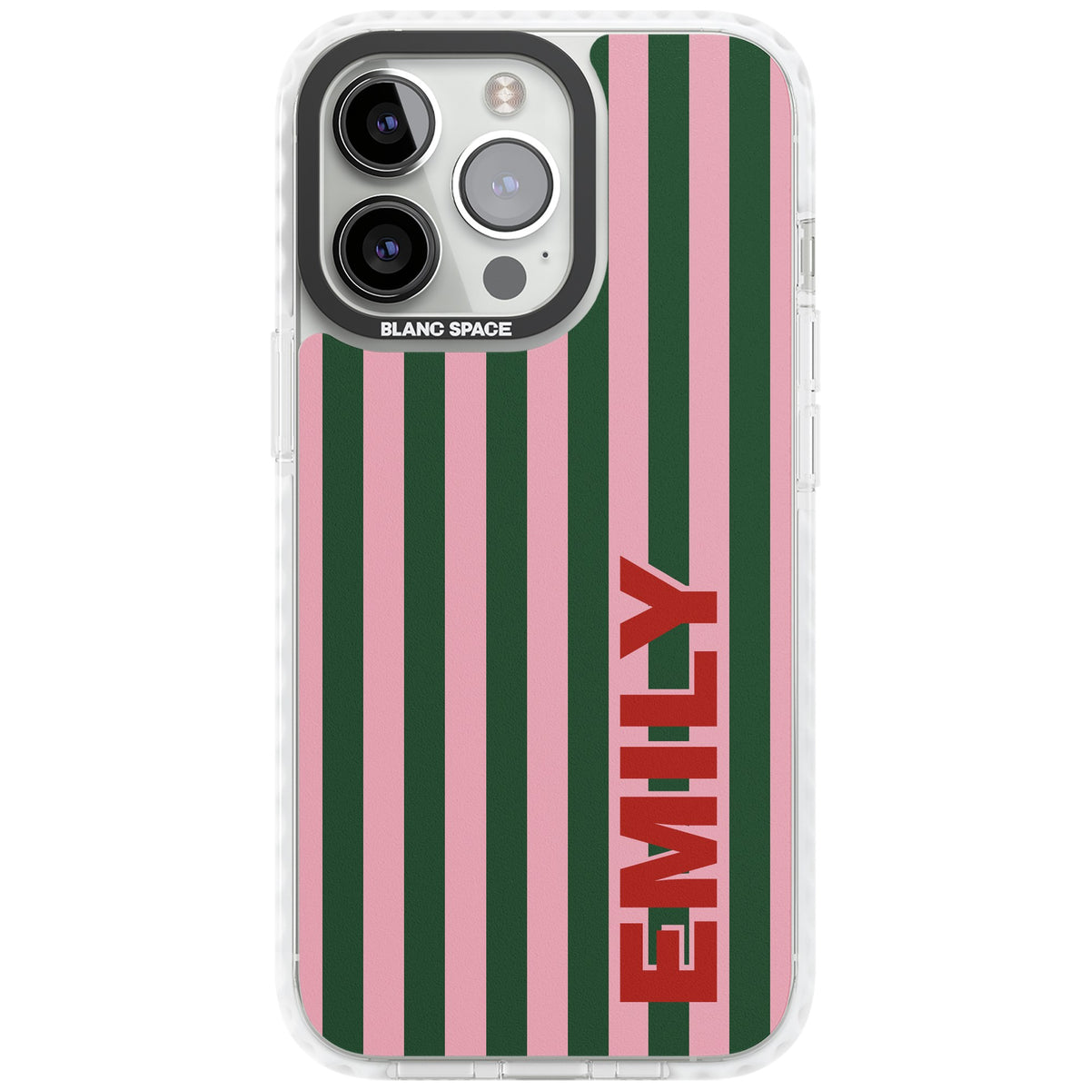 Personalised Italian Stripe iPhone 13 Pro / iPhone 13 Pro Max / iPhone 14 Pro / iPhone 14 Pro Max / iPhone 15 Pro / iPhone 15 Pro Max Impact Pro Clear Phone Case front