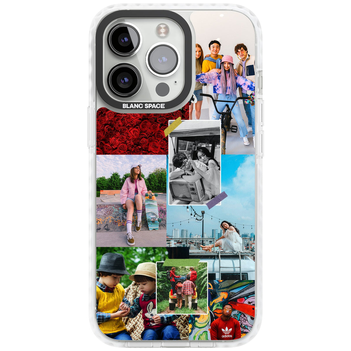 Personalised Photo Collage iPhone 13 Pro / iPhone 13 Pro Max / iPhone 14 Pro / iPhone 14 Pro Max / iPhone 15 Pro / iPhone 15 Pro Max Impact Pro Clear Phone Case front