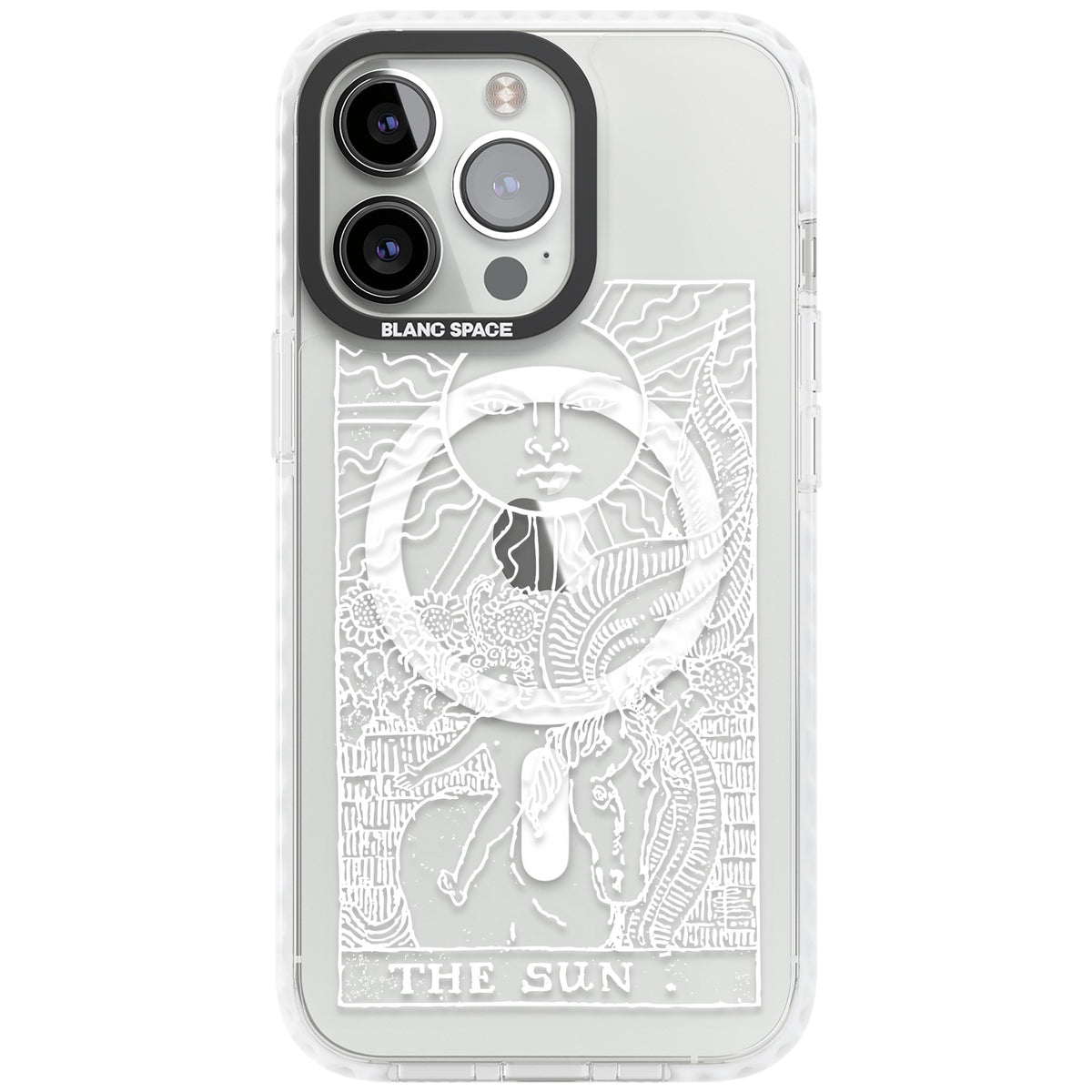 Personalised The Sun Tarot Card (White) iPhone 13 Pro / iPhone 13 Pro Max / iPhone 14 Pro / iPhone 14 Pro Max / iPhone 15 Pro / iPhone 15 Pro Max Impact Pro Clear Phone Case front