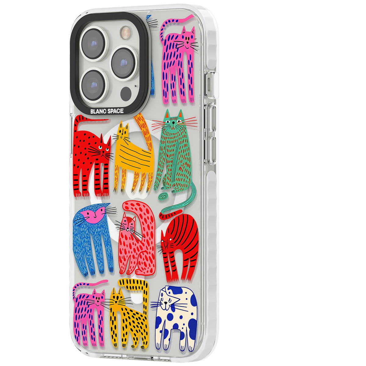 Abstract Cats iPhone 13 Pro / iPhone 13 Pro Max / iPhone 14 Pro / iPhone 14 Pro Max / iPhone 15 Pro / iPhone 15 Pro Max Impact Pro Clear Phone Case side