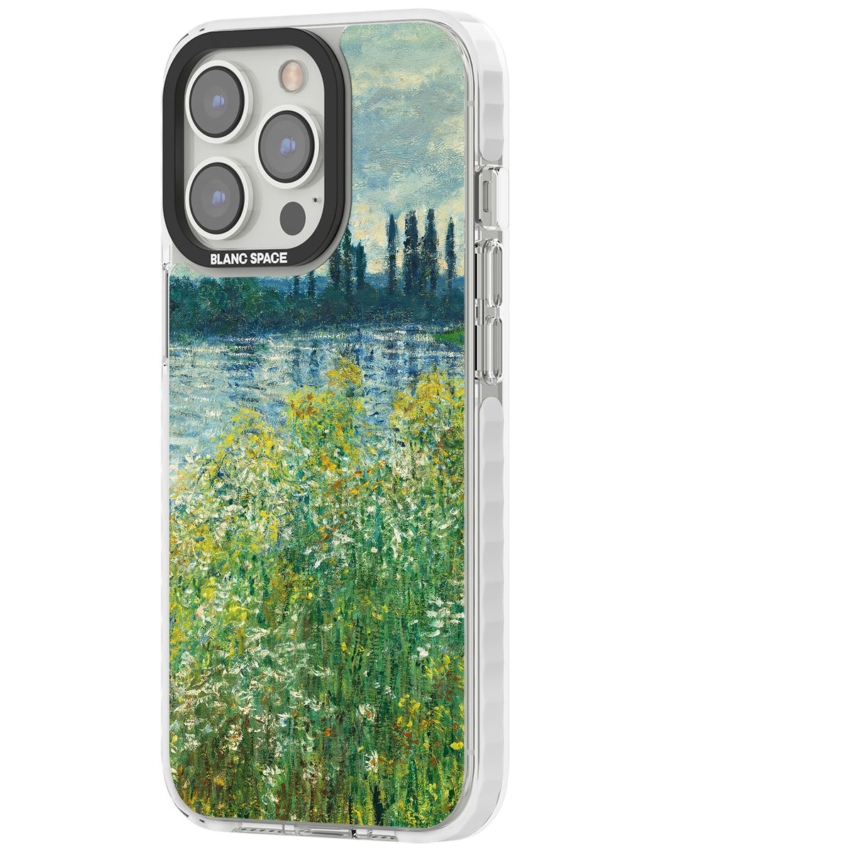 Banks Of The Seine By Claude Monet iPhone 13 Pro / iPhone 13 Pro Max / iPhone 14 Pro / iPhone 14 Pro Max / iPhone 15 Pro / iPhone 15 Pro Max Impact Pro Clear Phone Case side