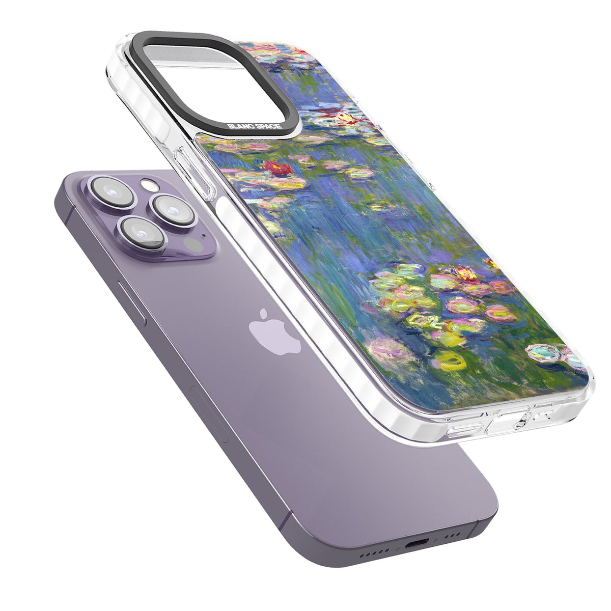 Water Lilies II iPhone 13 Pro / iPhone 13 Pro Max / iPhone 14 Pro / iPhone 14 Pro Max / iPhone 15 Pro / iPhone 15 Pro Max Impact Pro Clear Phone Case angled