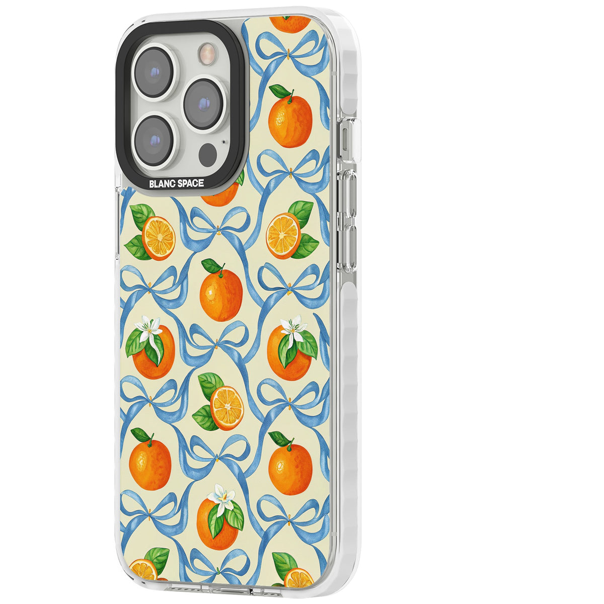 Bows & Clementines iPhone 13 Pro / iPhone 13 Pro Max / iPhone 14 Pro / iPhone 14 Pro Max / iPhone 15 Pro / iPhone 15 Pro Max Impact Pro Clear Phone Case side