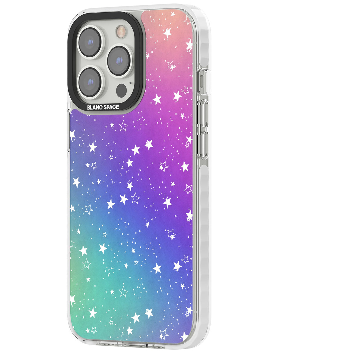 Pastel Starry Sky iPhone 13 Pro / iPhone 13 Pro Max / iPhone 14 Pro / iPhone 14 Pro Max / iPhone 15 Pro / iPhone 15 Pro Max Impact Pro Clear Phone Case side
