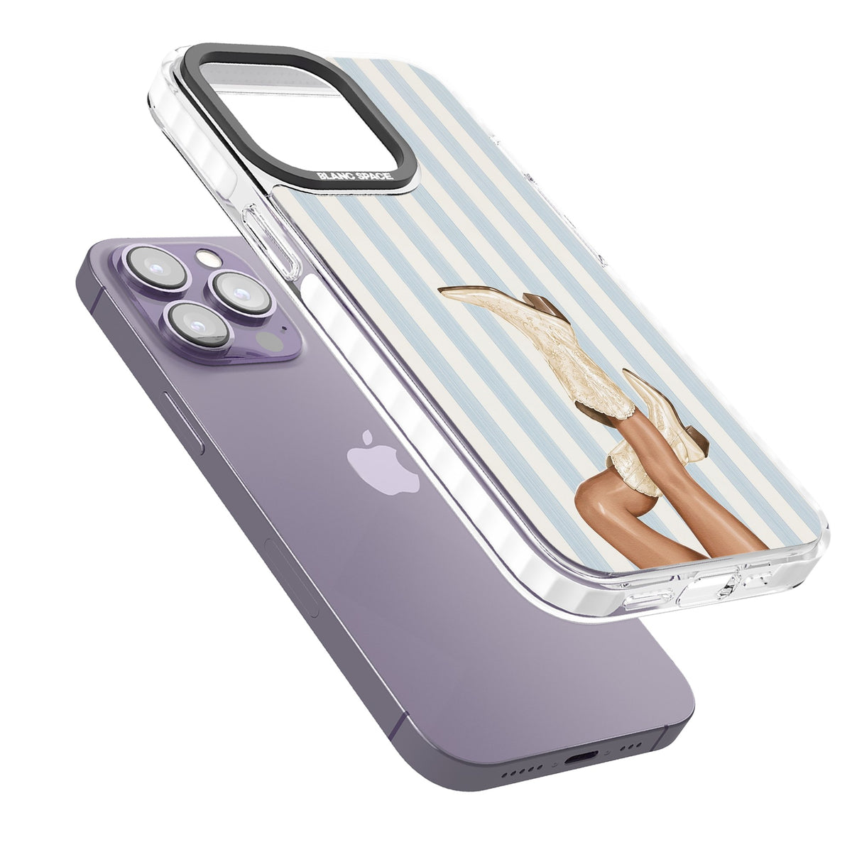 Cowgirl Boots iPhone 13 Pro / iPhone 13 Pro Max / iPhone 14 Pro / iPhone 14 Pro Max / iPhone 15 Pro / iPhone 15 Pro Max Impact Pro Clear Phone Case angled