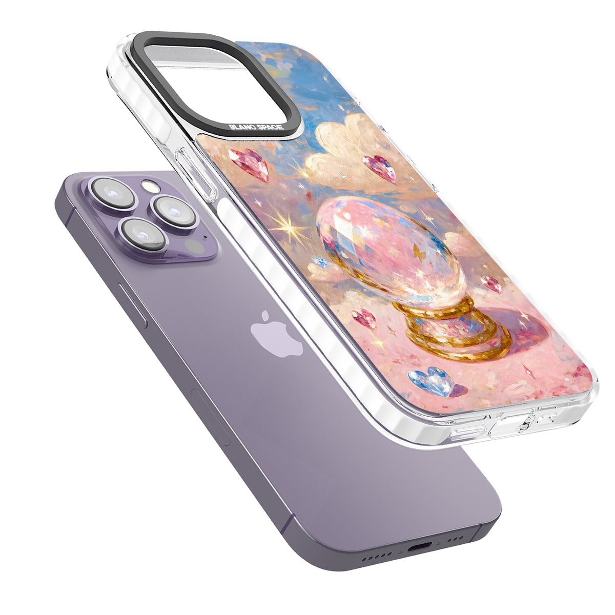 Crystal Ball iPhone 13 Pro / iPhone 13 Pro Max / iPhone 14 Pro / iPhone 14 Pro Max / iPhone 15 Pro / iPhone 15 Pro Max Impact Pro Clear Phone Case angled