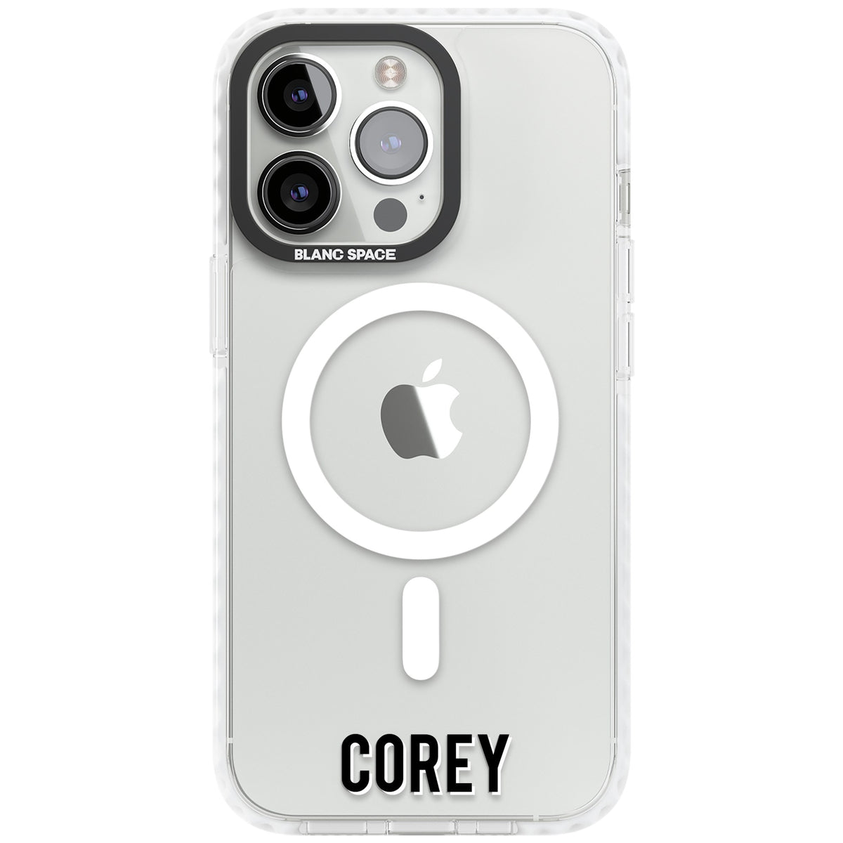 Personalised Name (Bottom) iPhone 13 Pro / iPhone 13 Pro Max / iPhone 14 Pro / iPhone 14 Pro Max / iPhone 15 Pro / iPhone 15 Pro Max Impact Pro Clear Phone Case front