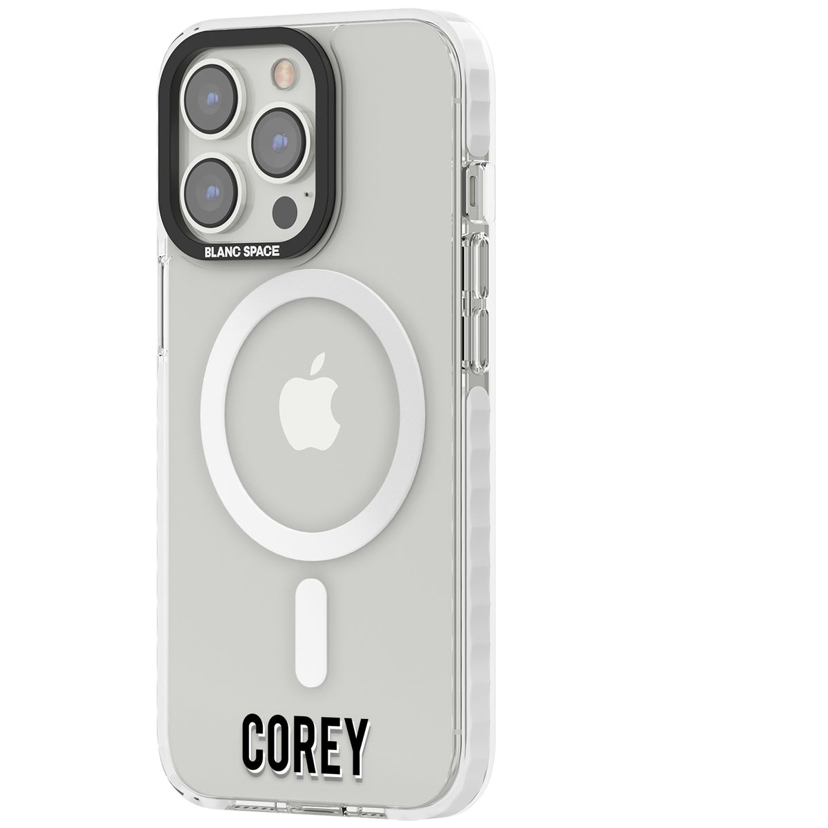 Personalised Name (Bottom) iPhone 13 Pro / iPhone 13 Pro Max / iPhone 14 Pro / iPhone 14 Pro Max / iPhone 15 Pro / iPhone 15 Pro Max Impact Pro Clear Phone Case side