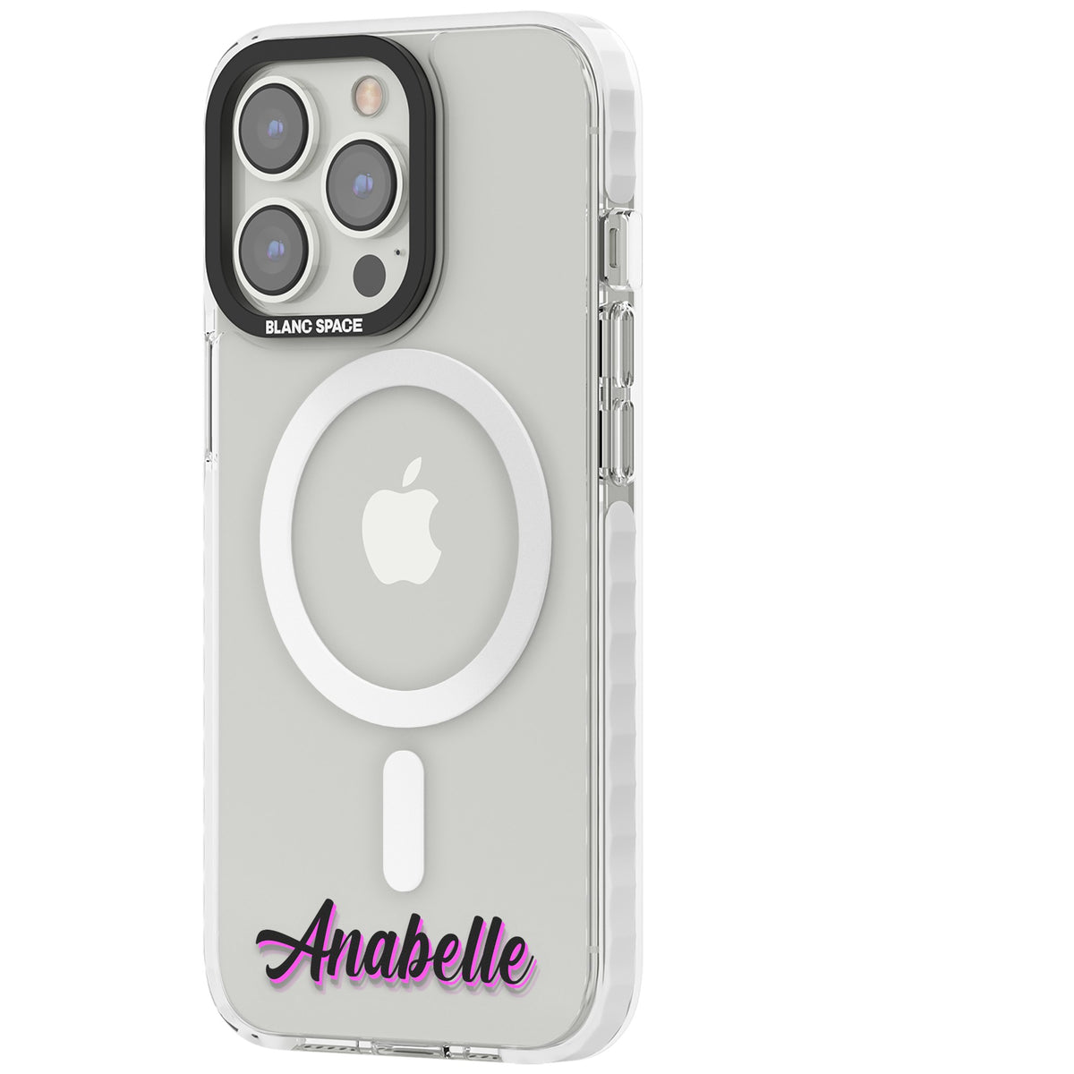 Personalised Cute Bottom Name iPhone 13 Pro / iPhone 13 Pro Max / iPhone 14 Pro / iPhone 14 Pro Max / iPhone 15 Pro / iPhone 15 Pro Max Impact Pro Clear Phone Case side