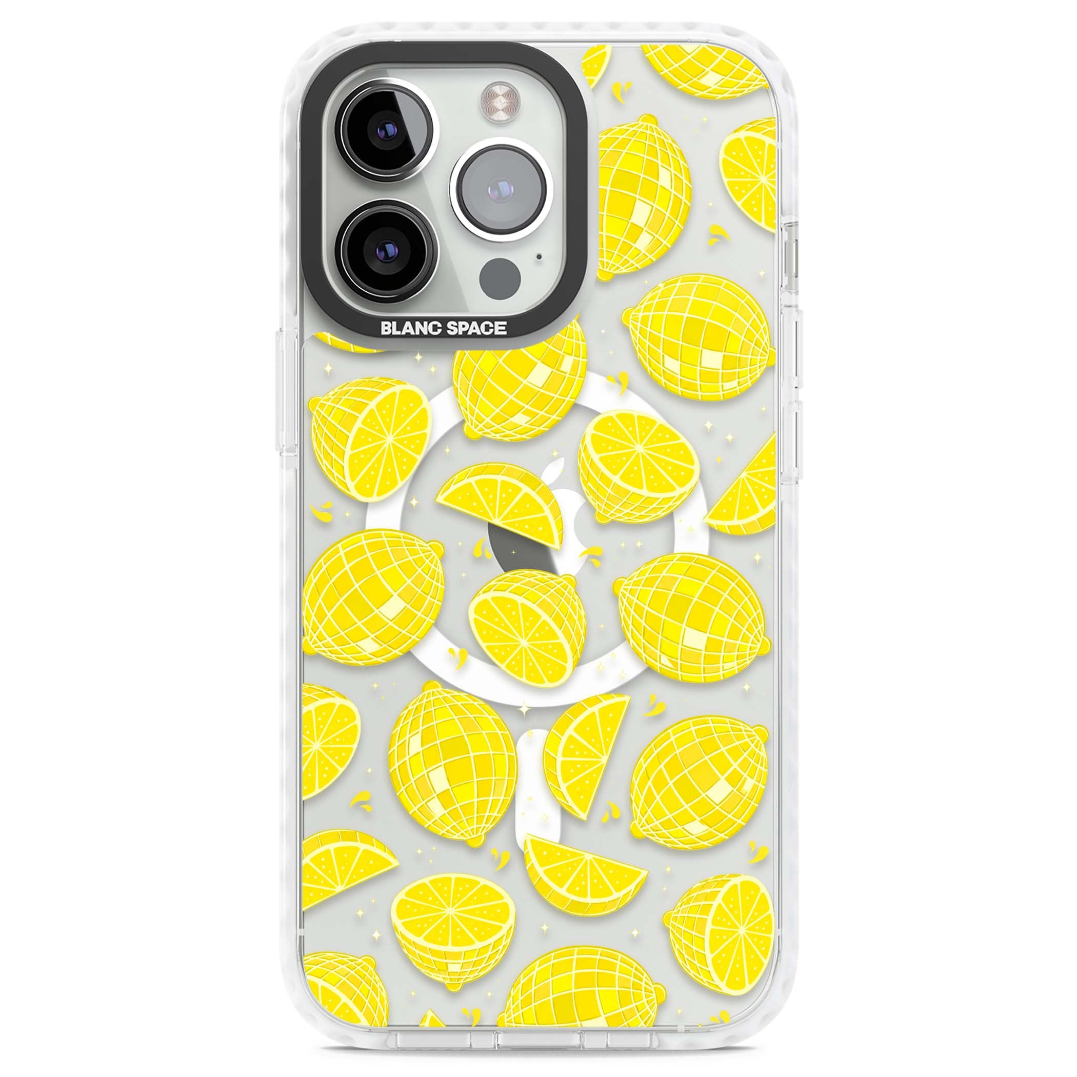 Disco Lemons citrus iPhone case featuring mirrorball lemons, sliced fruit and sparkle accents | Impact Magsafe case for iPhone 13 Pro, iPhone 14 Pro, iPhone 15 Pro