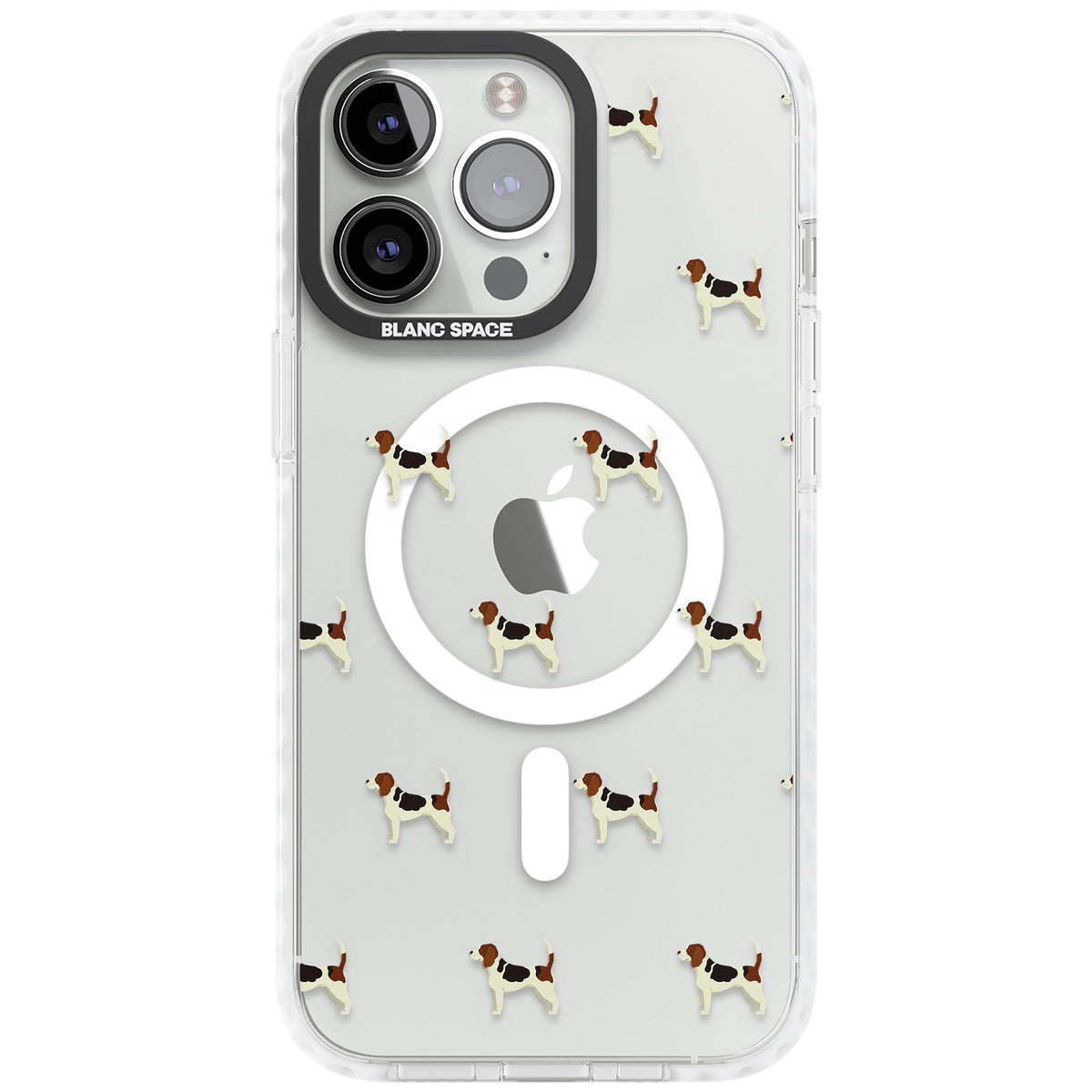 Beagle Dog Pattern iPhone 13 Pro / iPhone 13 Pro Max / iPhone 14 Pro / iPhone 14 Pro Max / iPhone 15 Pro / iPhone 15 Pro Max Impact Pro Clear Phone Case front