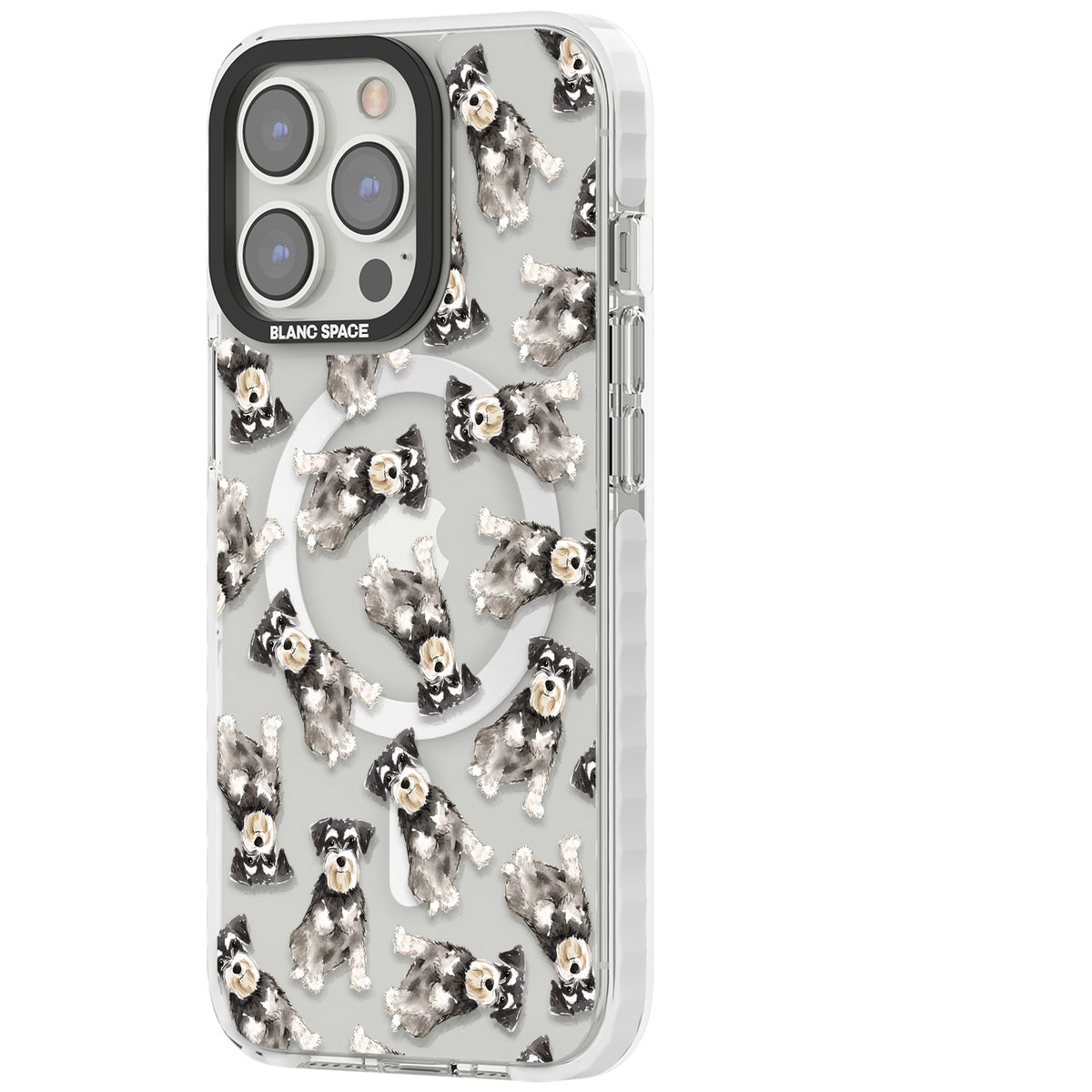 Miniature Schnauzer Watercolor iPhone 13 Pro / iPhone 13 Pro Max / iPhone 14 Pro / iPhone 14 Pro Max / iPhone 15 Pro / iPhone 15 Pro Max Impact Pro Clear Phone Case side