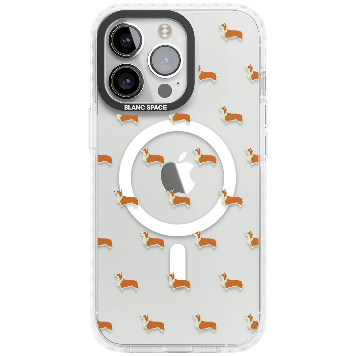 Pembroke Welsh Corgi Pattern iPhone 13 Pro / iPhone 13 Pro Max / iPhone 14 Pro / iPhone 14 Pro Max / iPhone 15 Pro / iPhone 15 Pro Max Impact Pro Clear Phone Case front